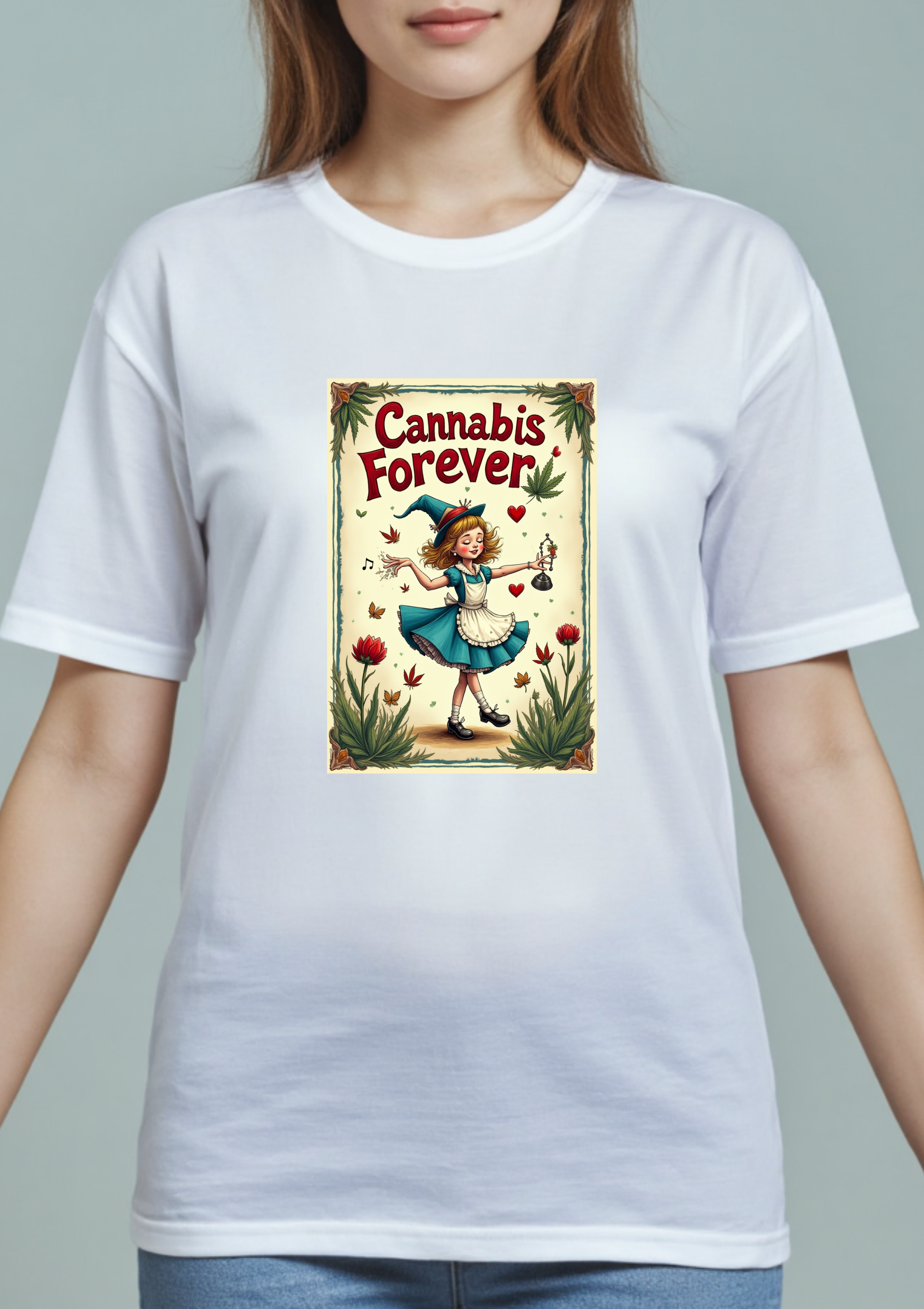 Playera Cannabis Alice Forever arte retro