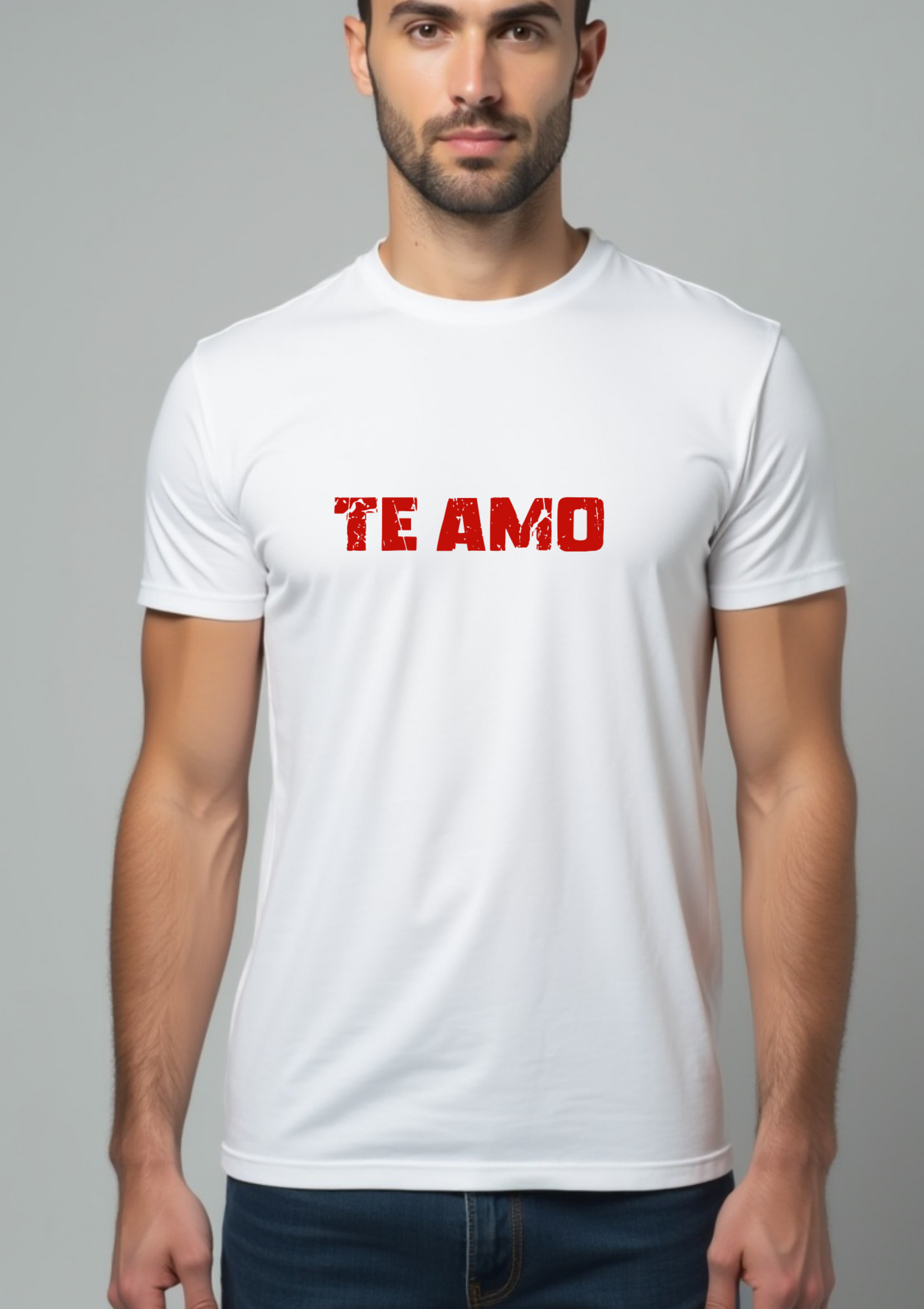 Playera con la frase Te amo en letras Rojas