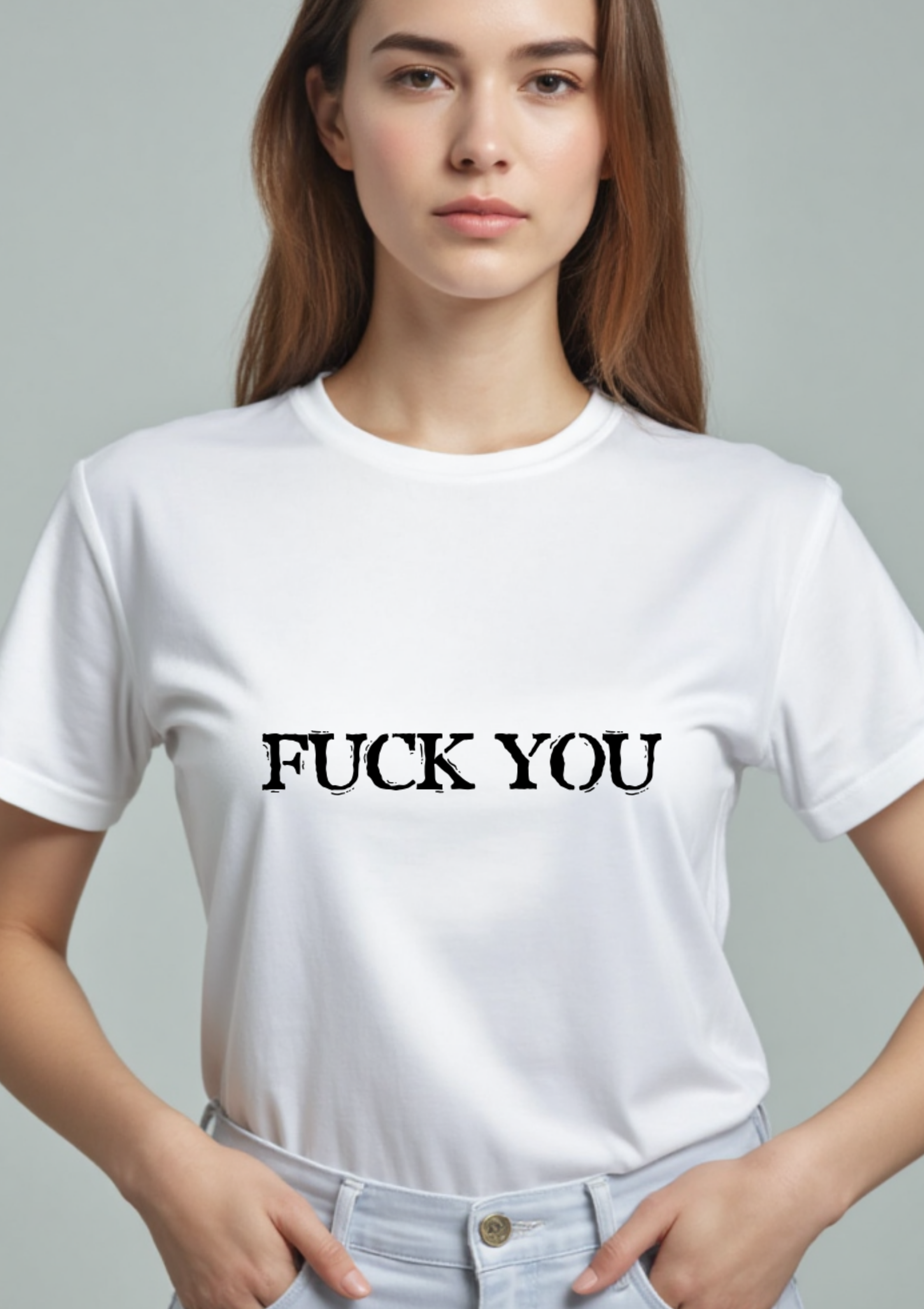 Playera con la frase Fuck You efecto sello