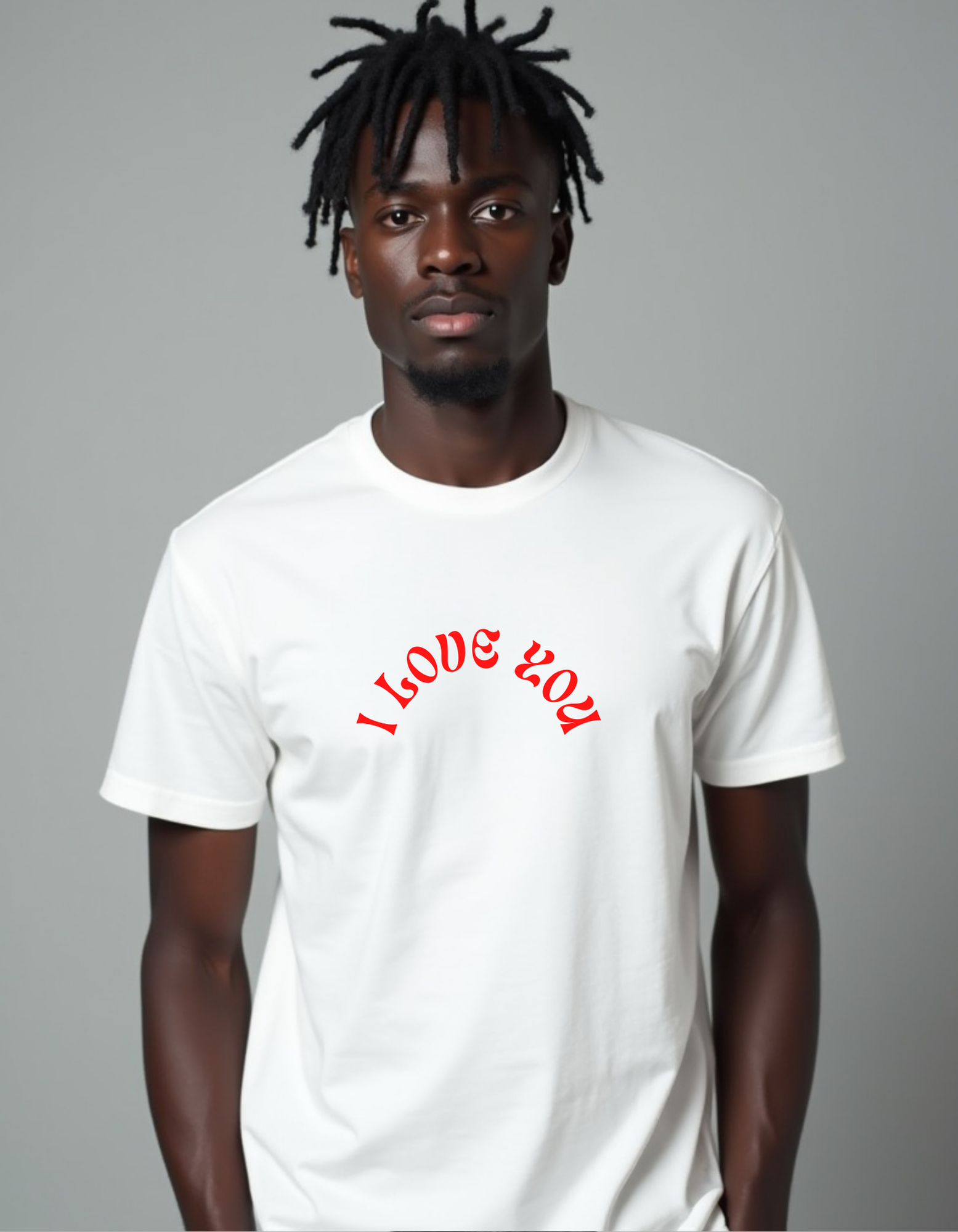 Playera con la frase I Love You estilo retro en letras rojas