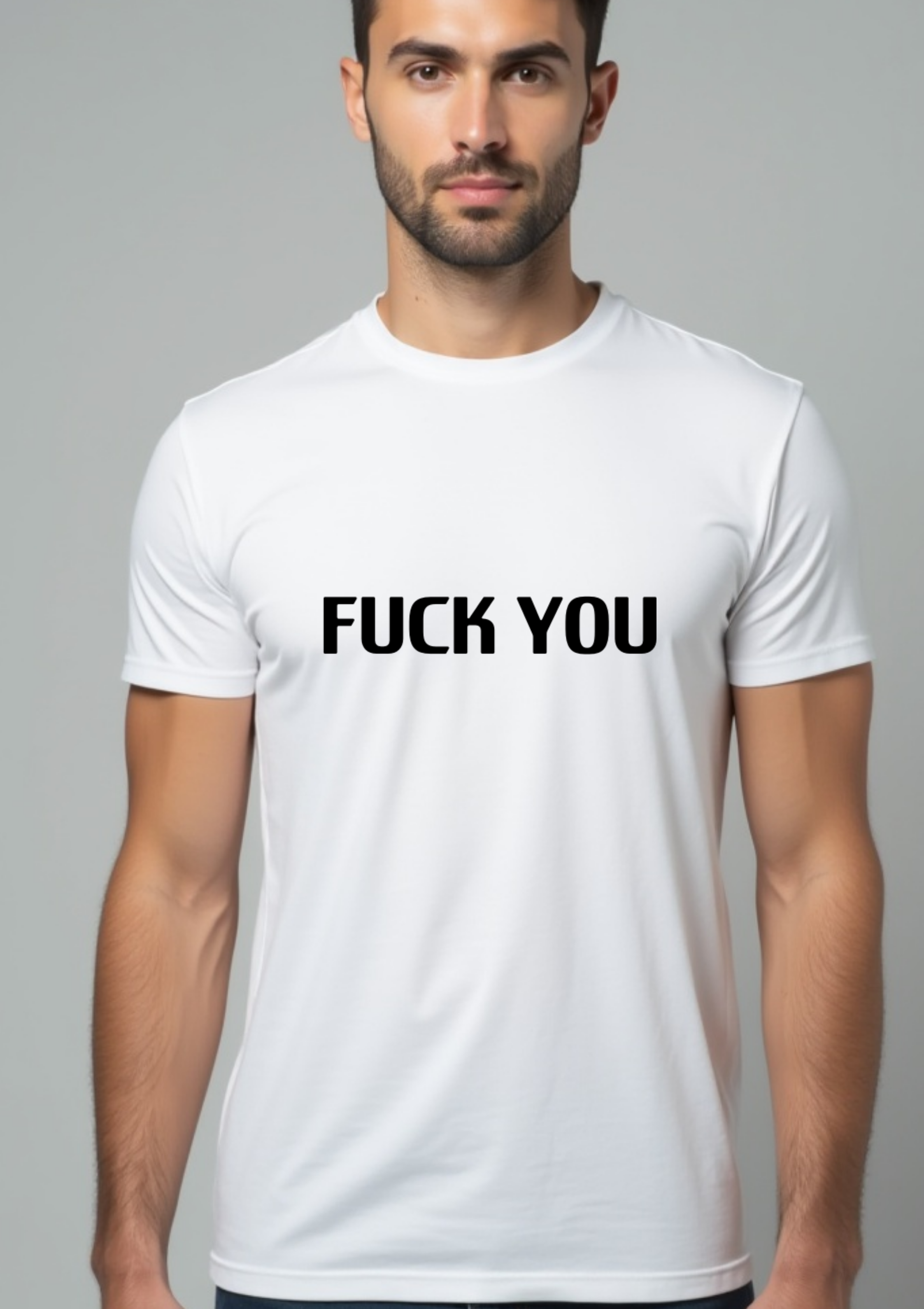 Playera con frase Fuck you con letras en color negro