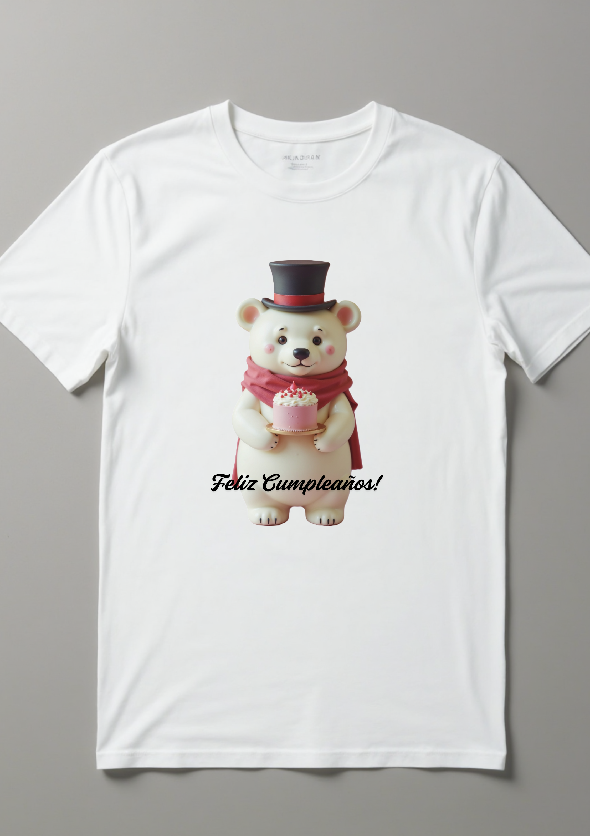 Playera con imagen de oso y pastel de cumpleaños