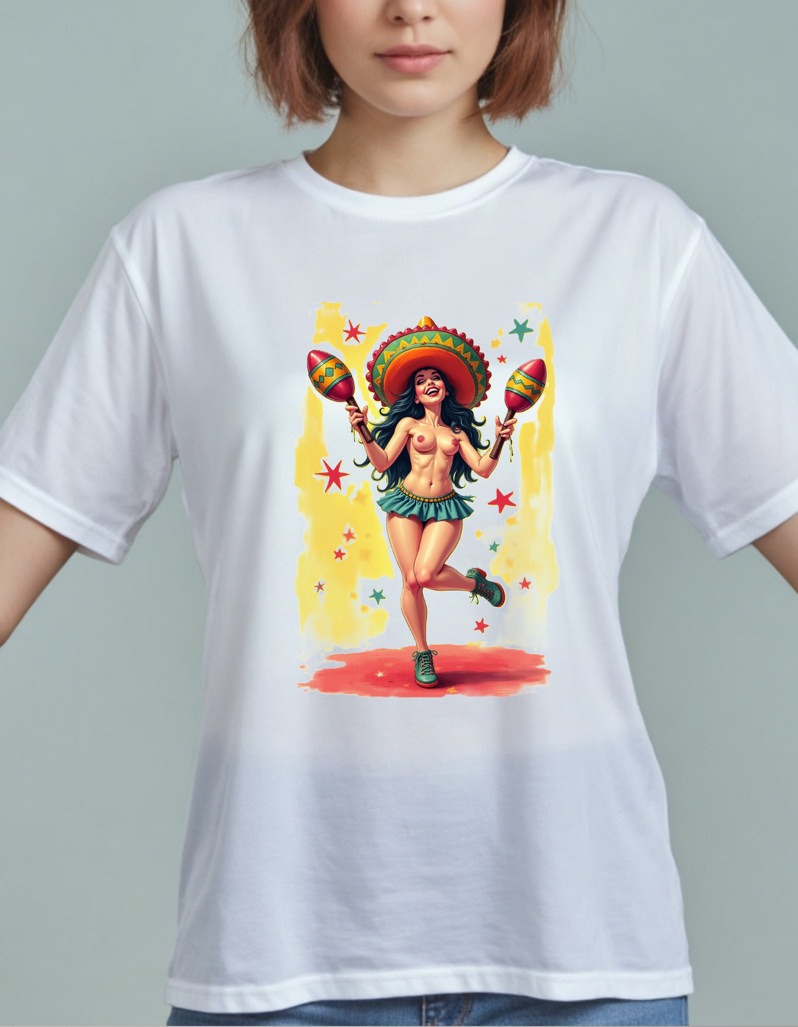 Playera Sombrero Fiesta Maracas y Tetas