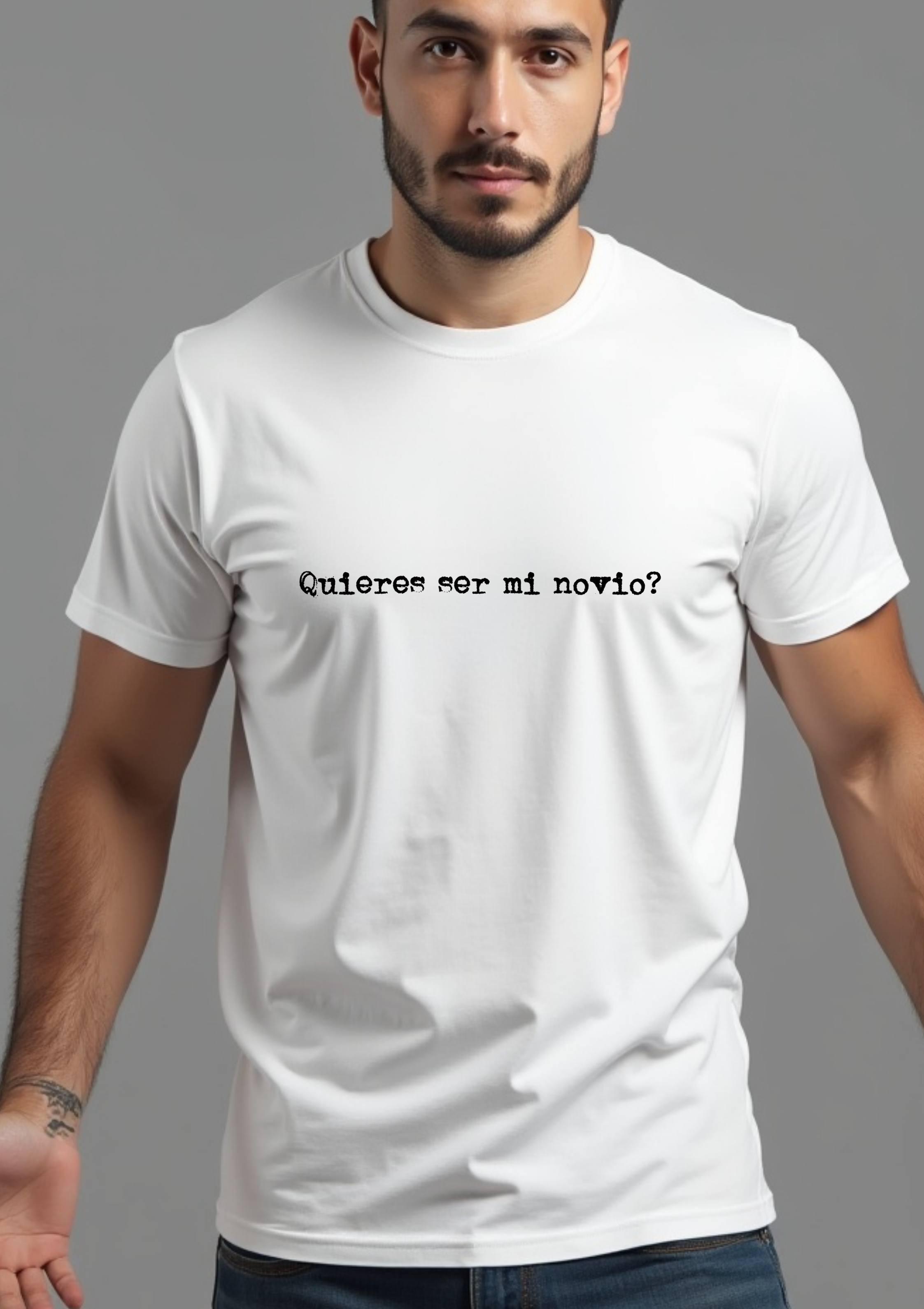 Playera con la frase Quieres ser mi novio? estilo retro