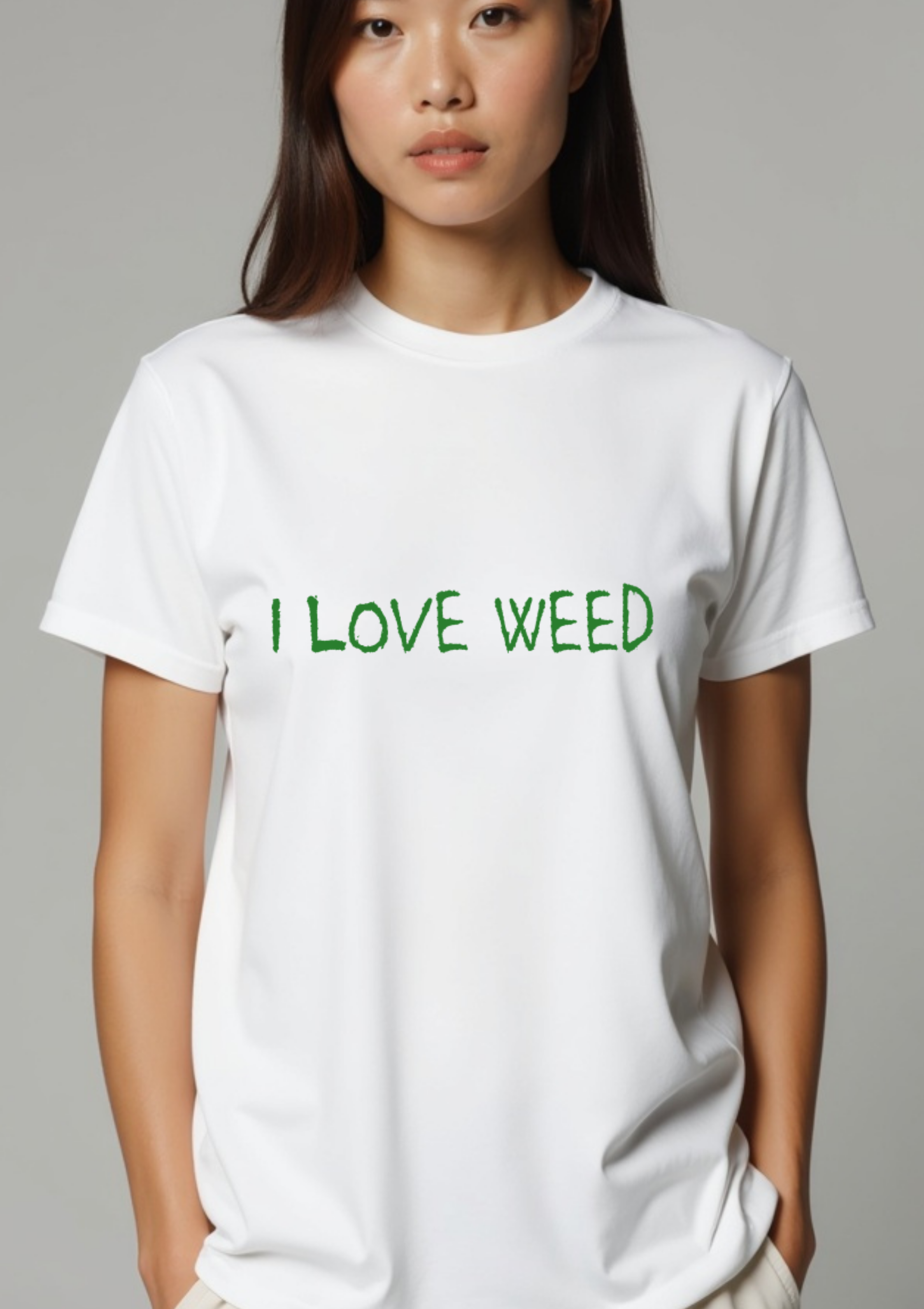 Playera con frase de marihuana estilo retro en tono verde