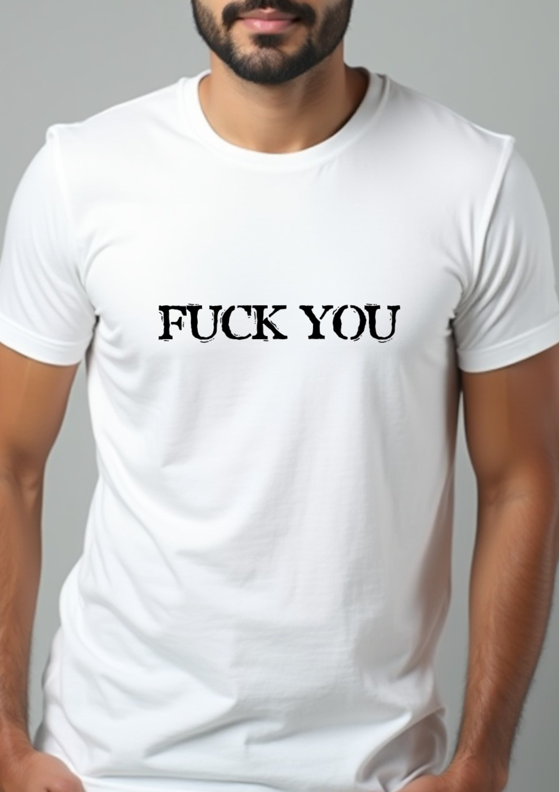 Playera con la frase Fuck You efecto sello