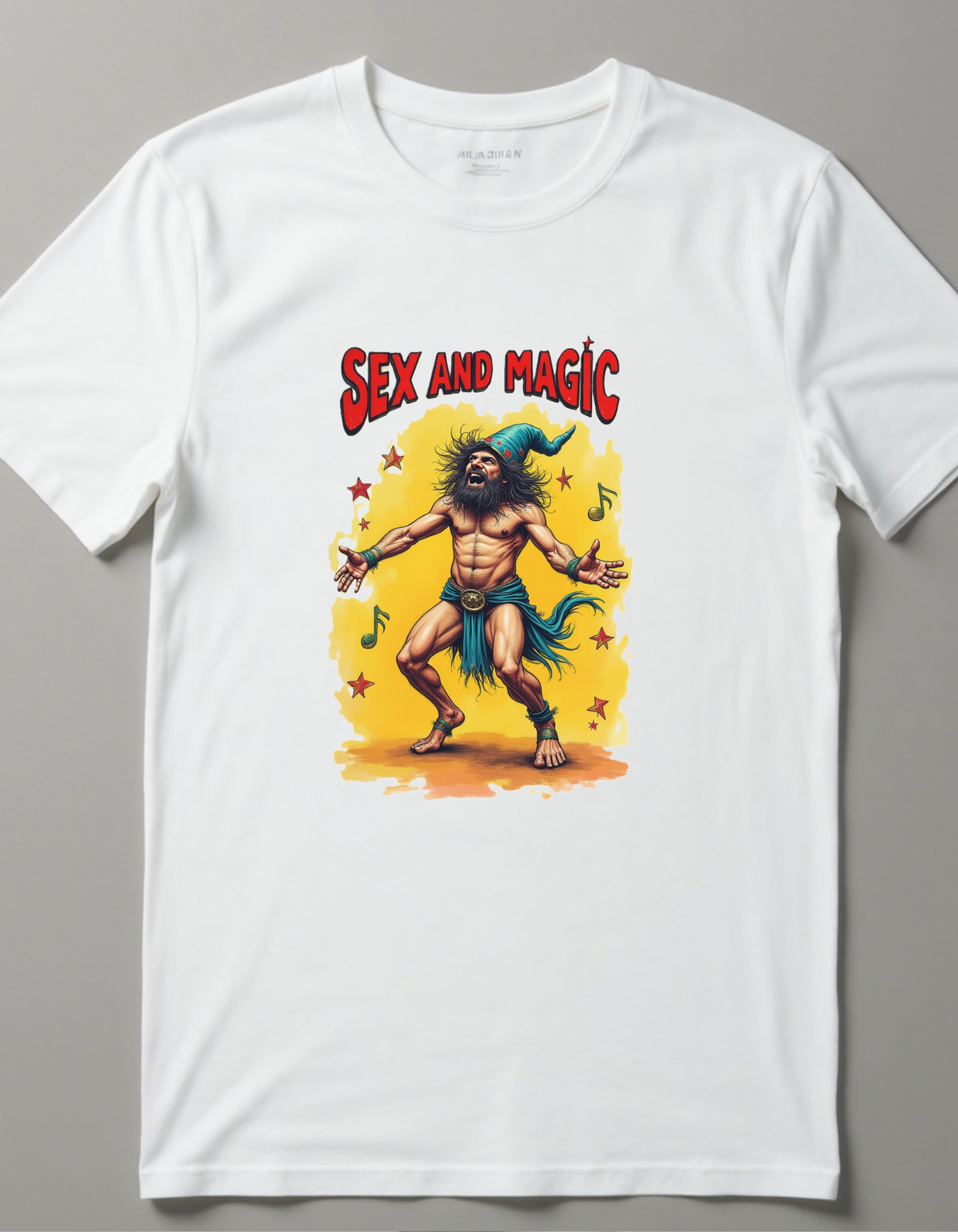 Playera con la frase Sex and Magic, estilo retro