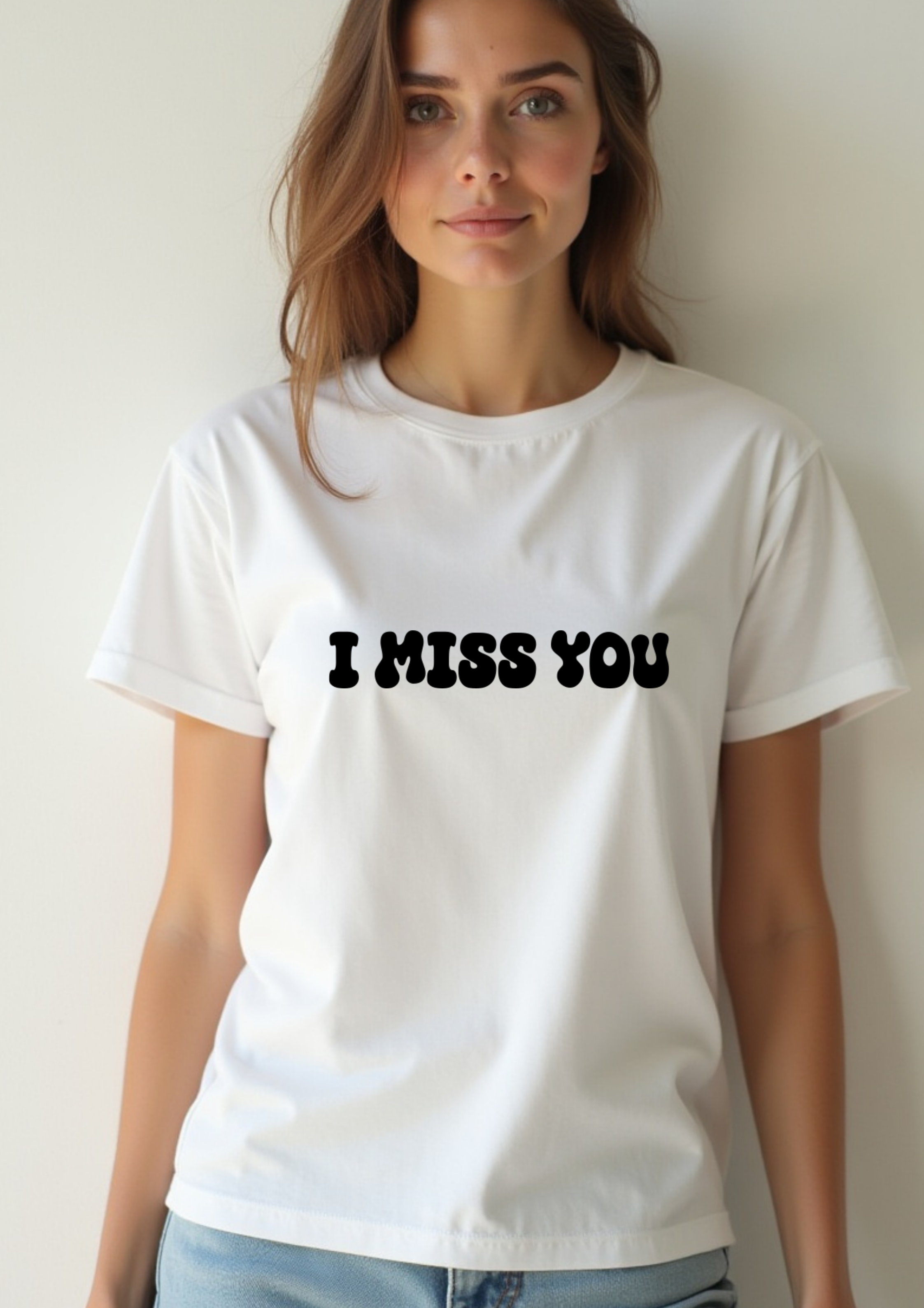 Playera con frase I Miss You en tono negro
