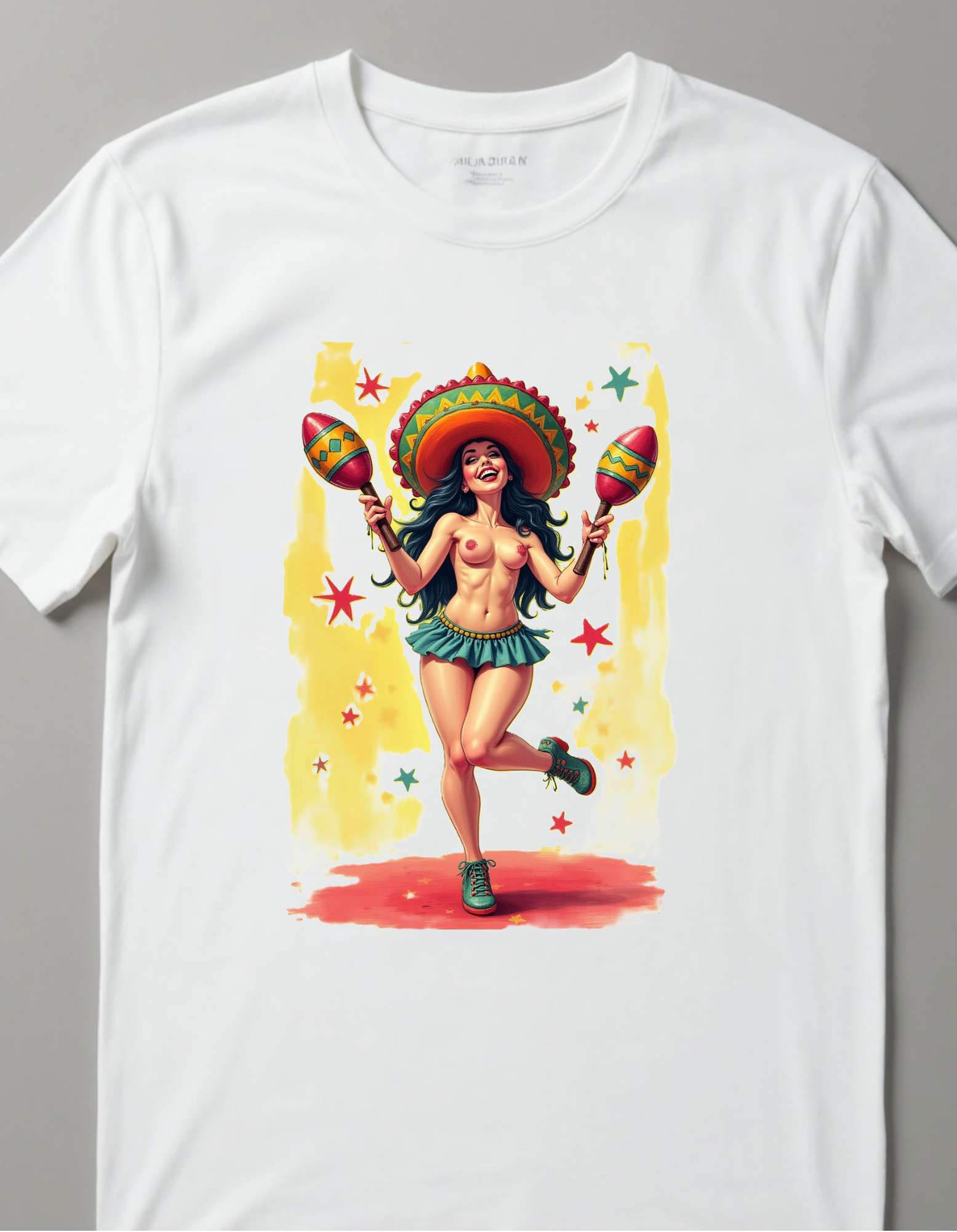 Playera Sombrero Fiesta Maracas y Tetas