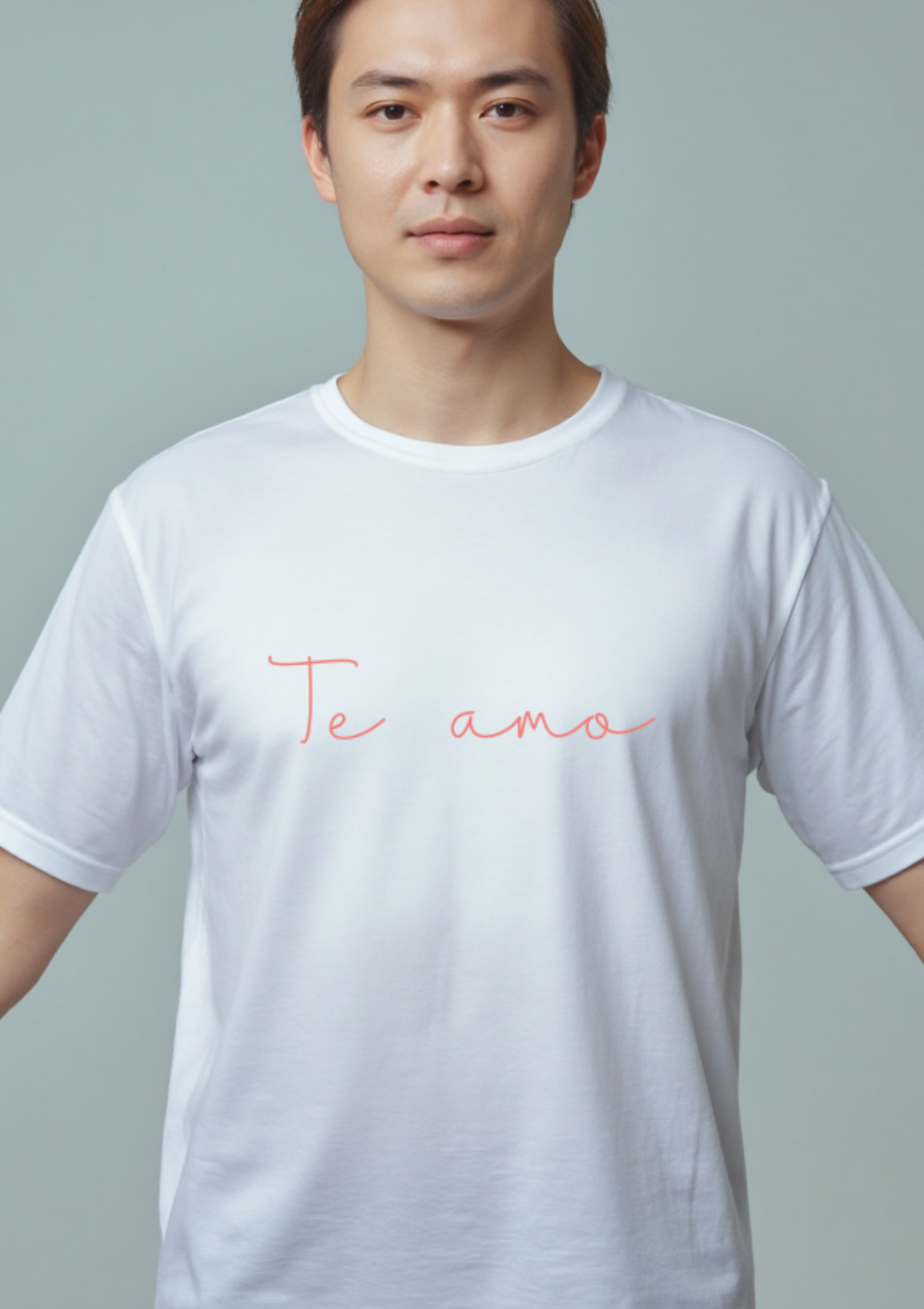 Playera con la frase Te amo en letra cursiva