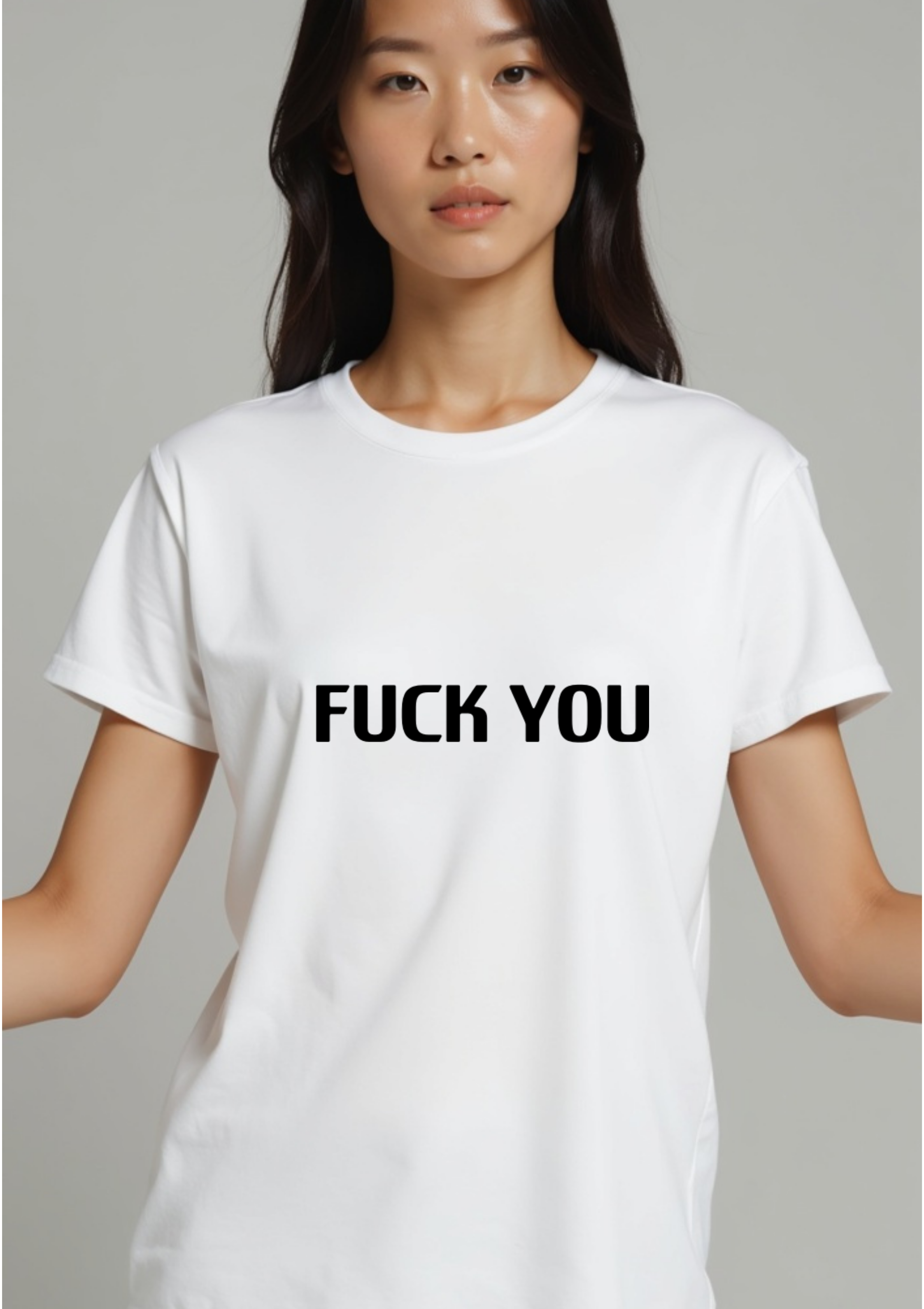 Playera con frase Fuck you con letras en color negro