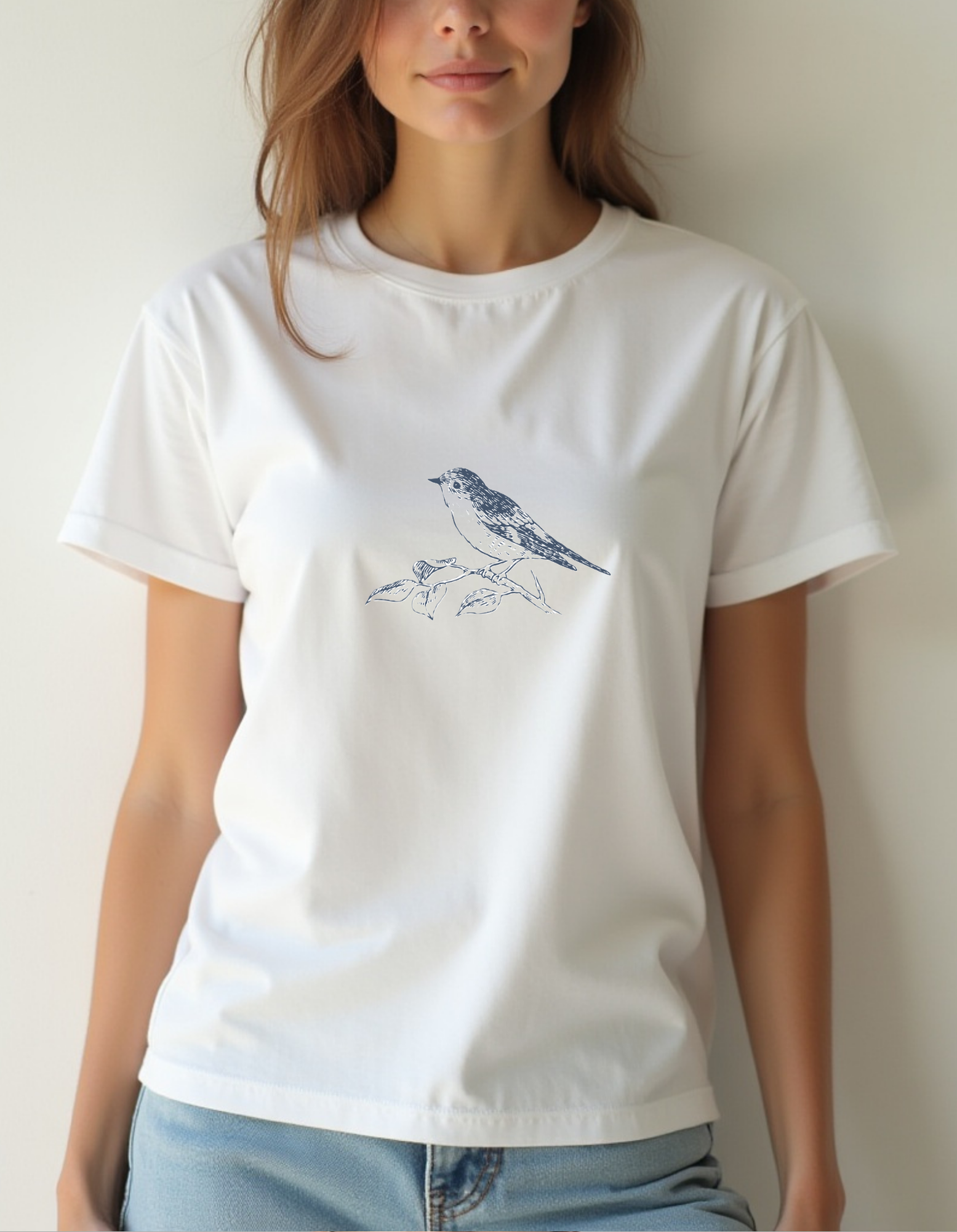 Playera con dibujo de ave