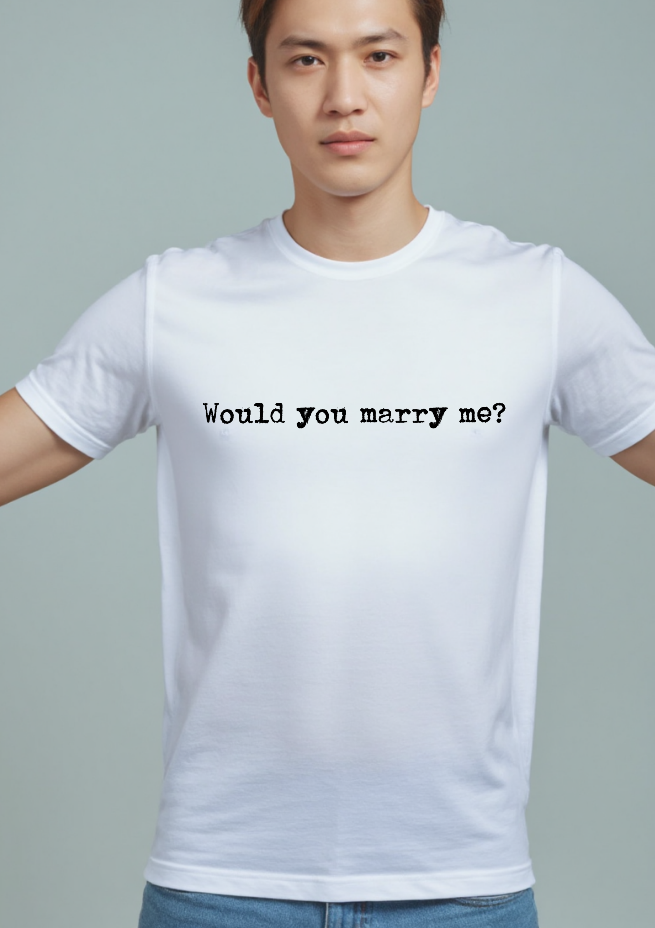 Playera con mensaje sencillo estilo retro para propuesta de matrimonio