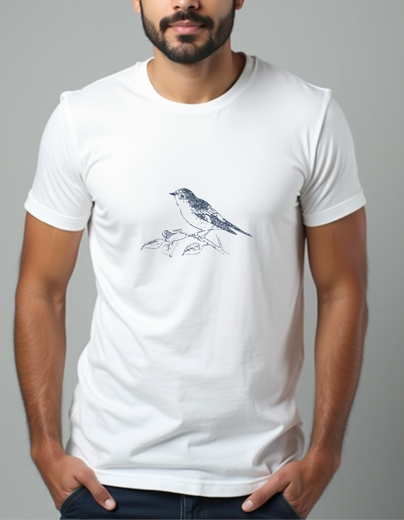 Playera con dibujo de ave