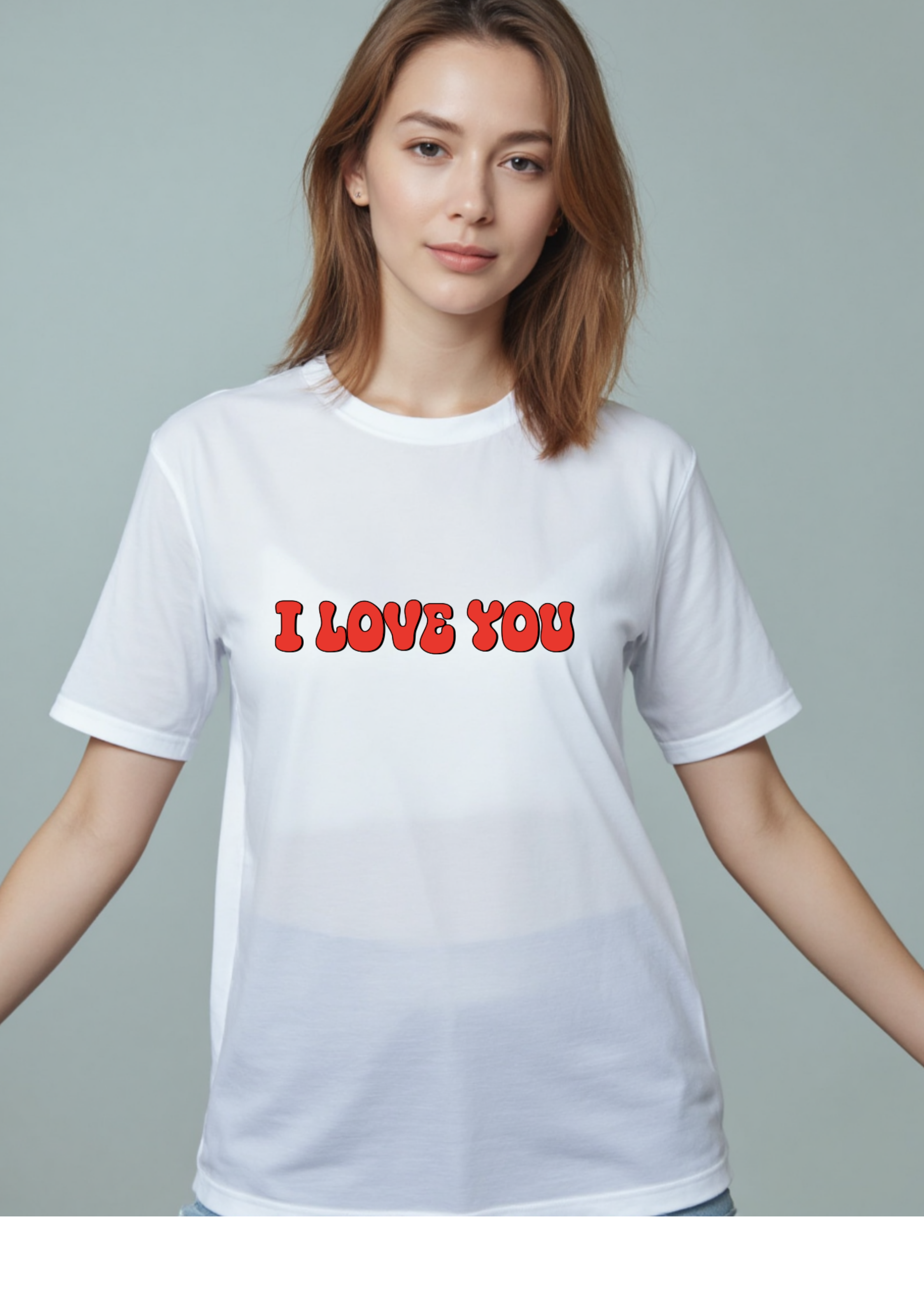 Playera con frase en estilo retro I Love You