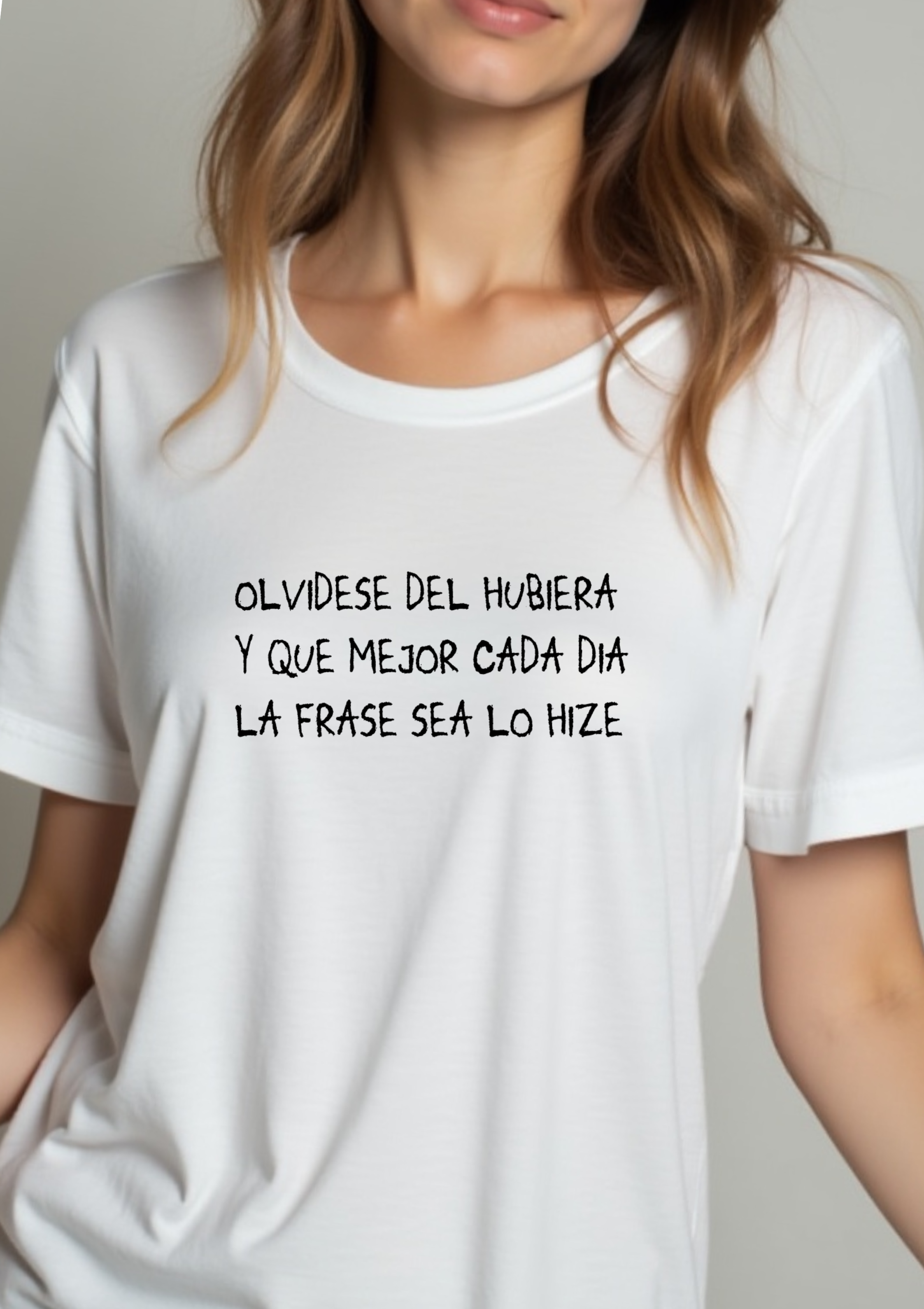 Playera con frases motivacionales Olvidese del Hubiera