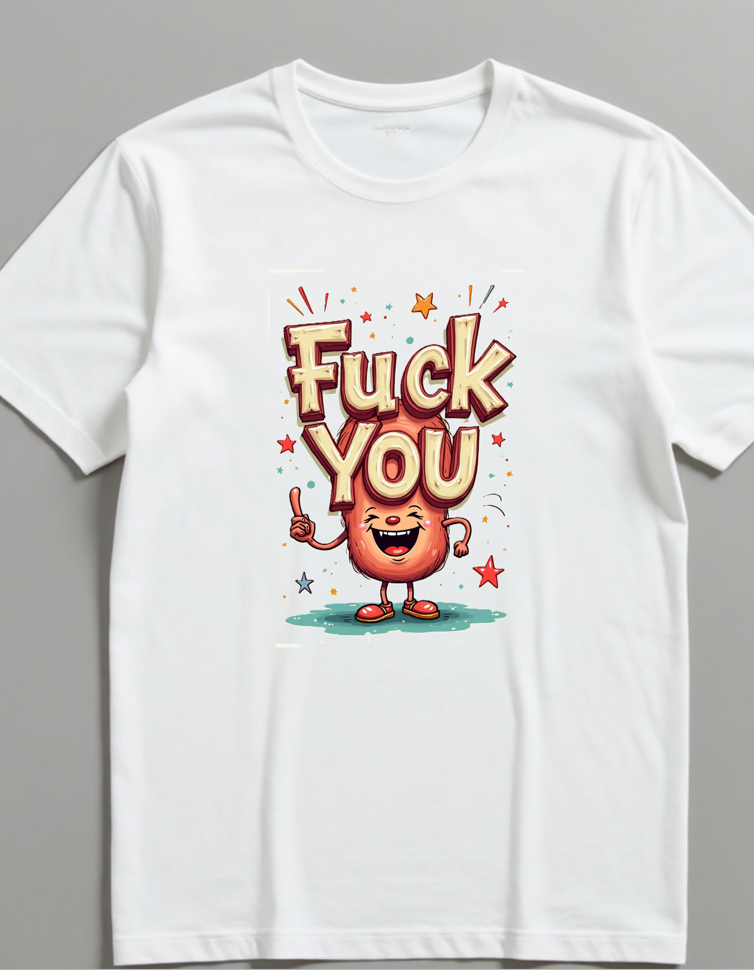 Otra Playera con la frase fuck you con caricatura