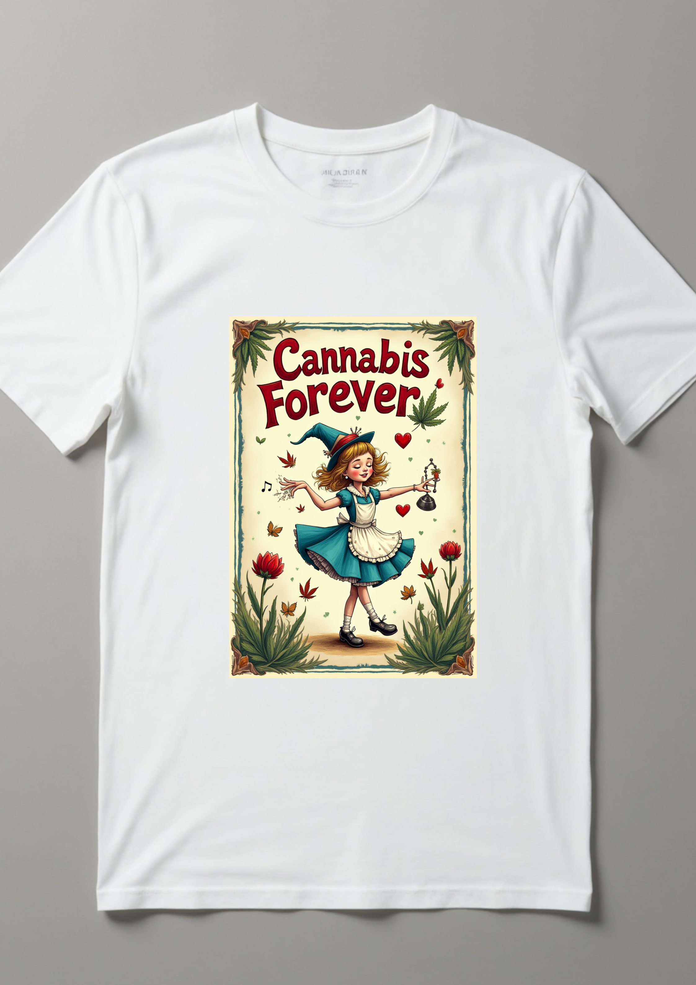 Playera Cannabis Alice Forever arte retro