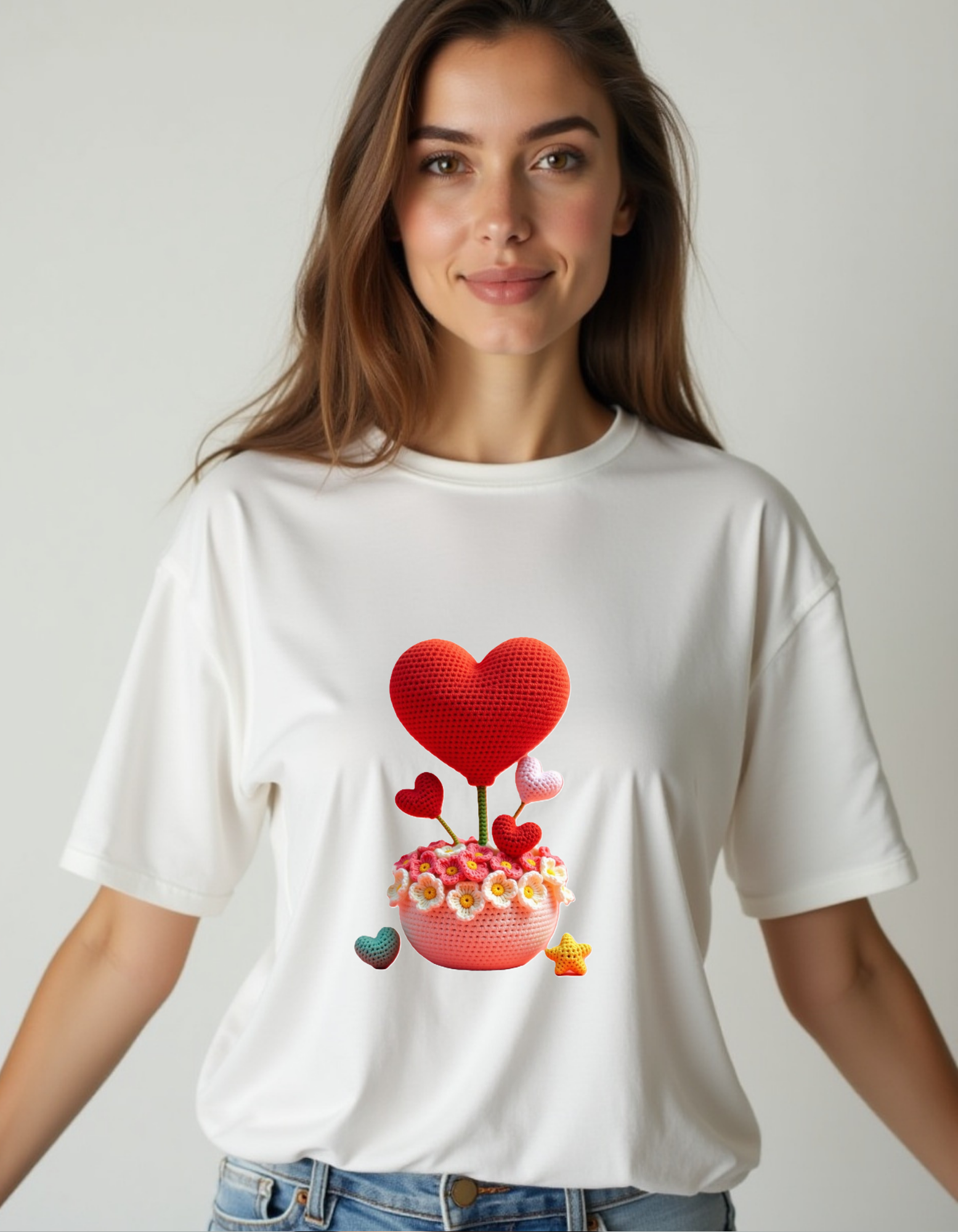 Playera con bouquet de corazones, ideas para regalo