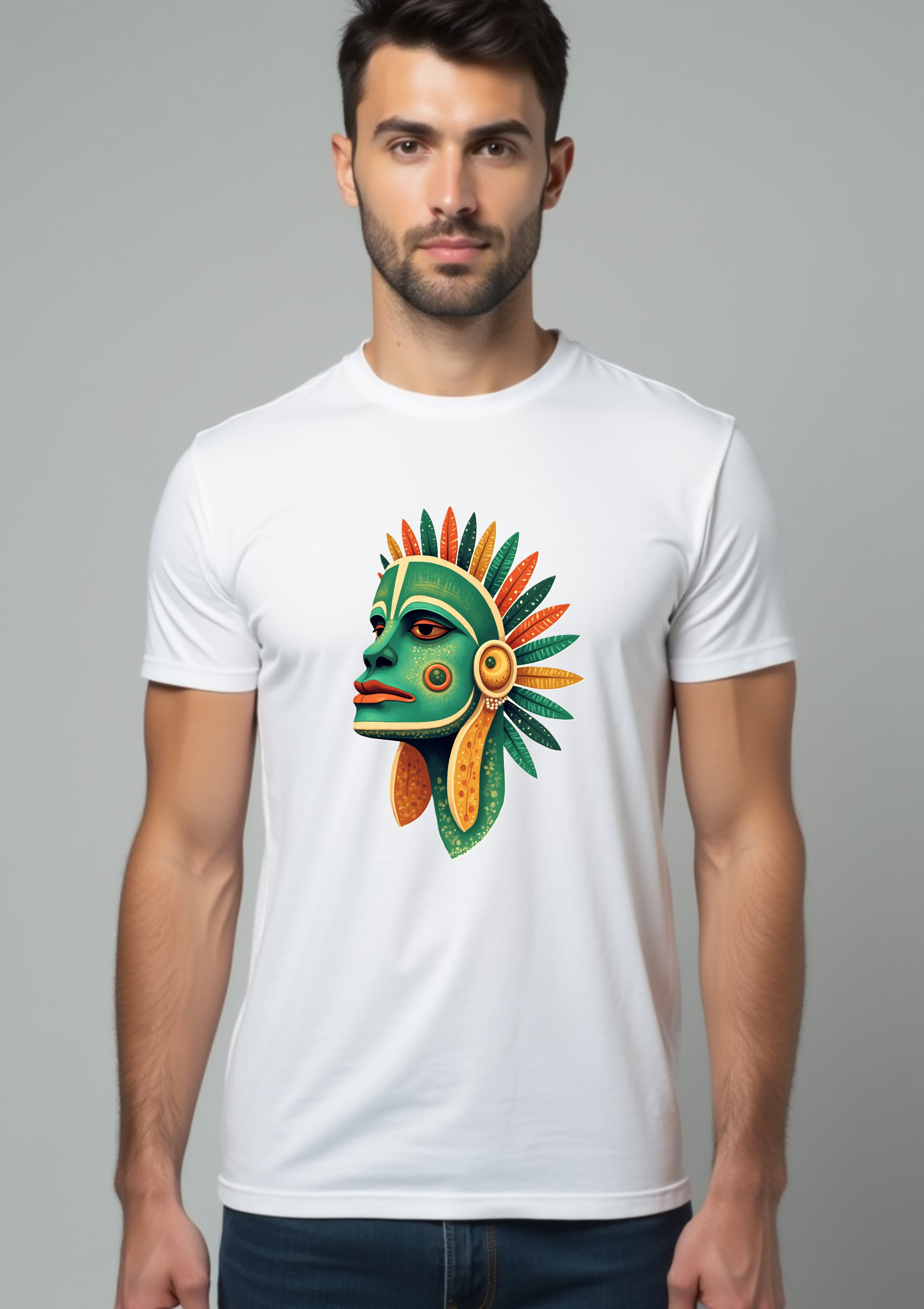 Playera con arte azteca caricatura