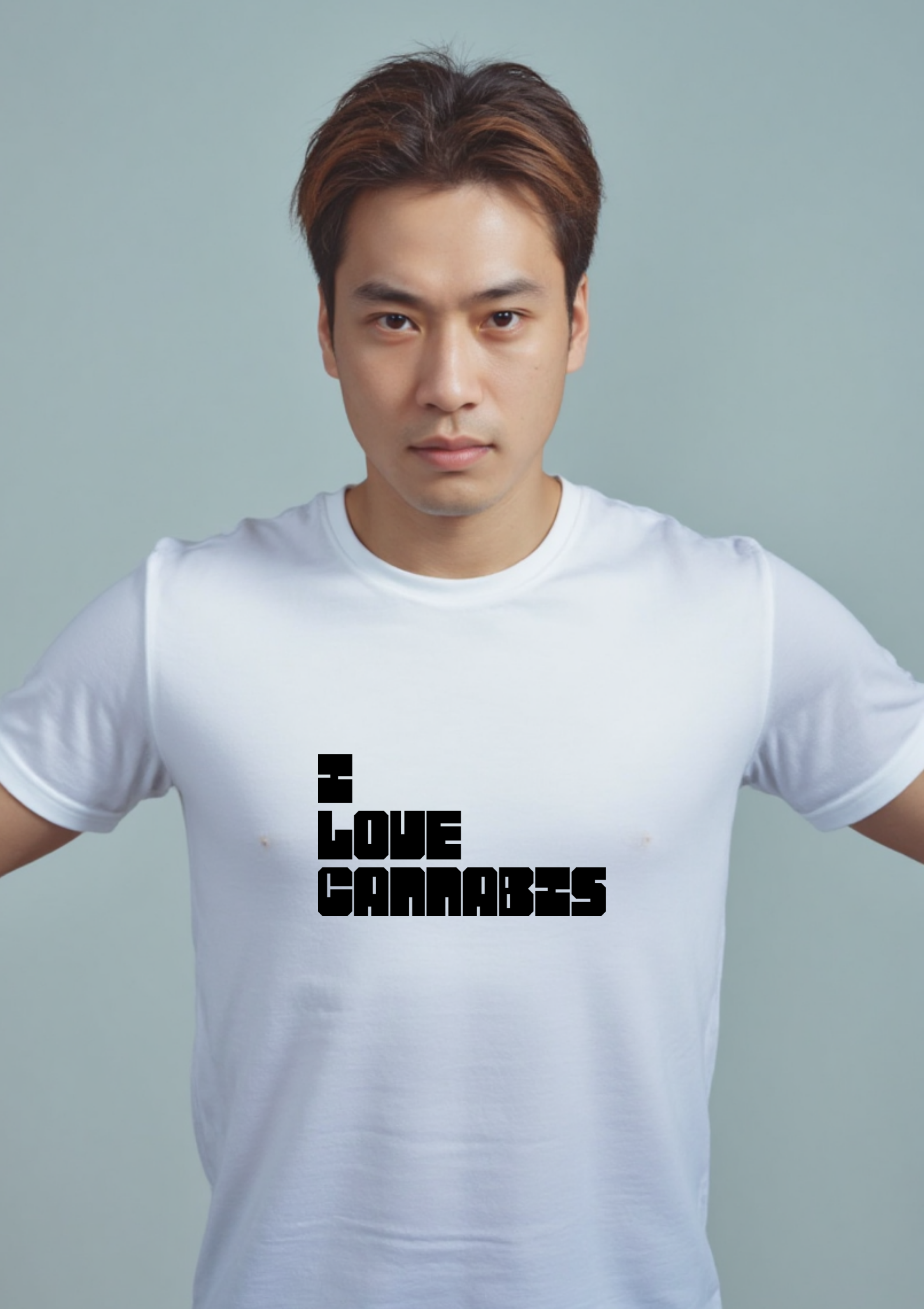 Playera con la frase I Love Cannabis look elegante sport