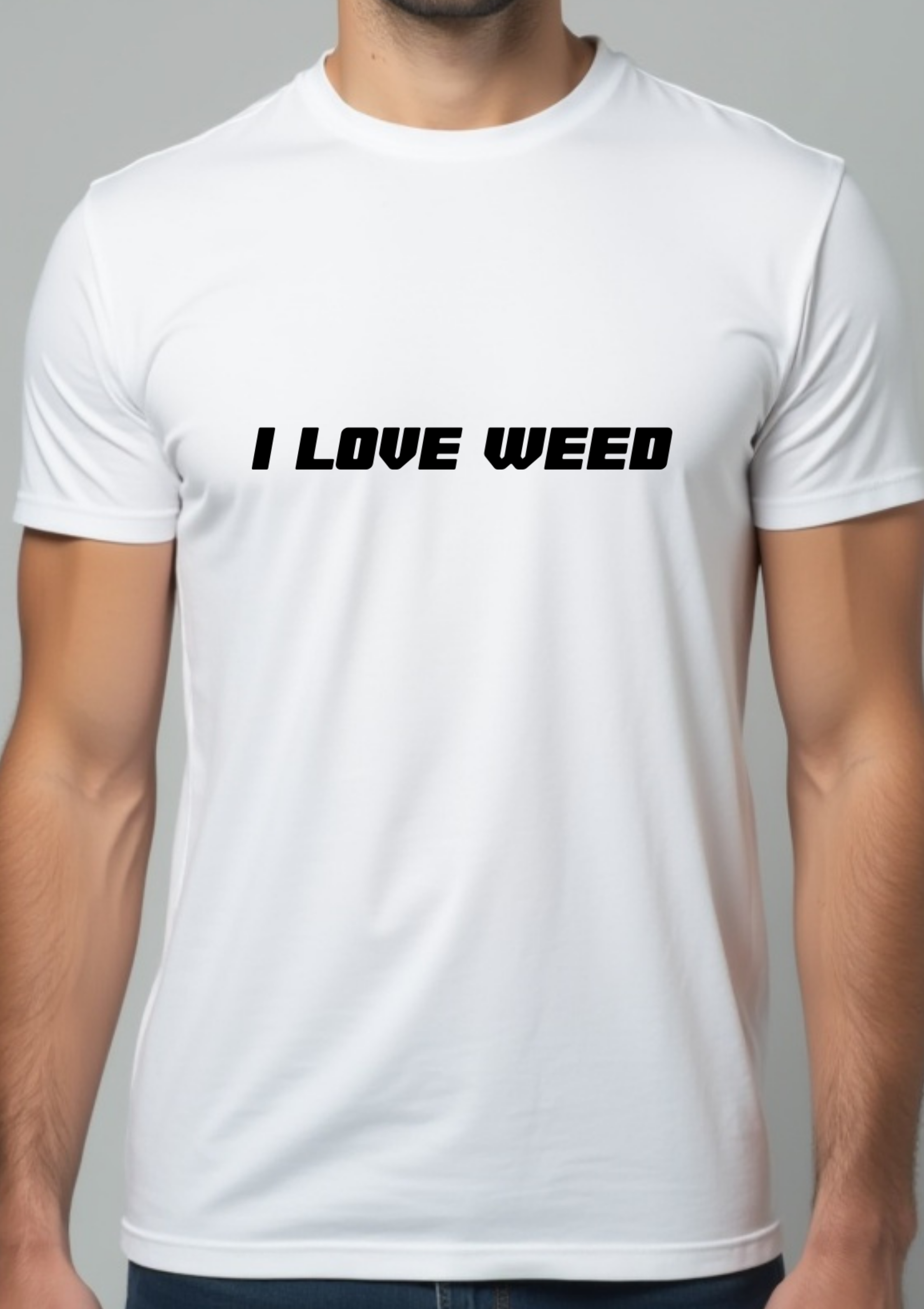 Playera con frase I Love Weed en letra en color negro