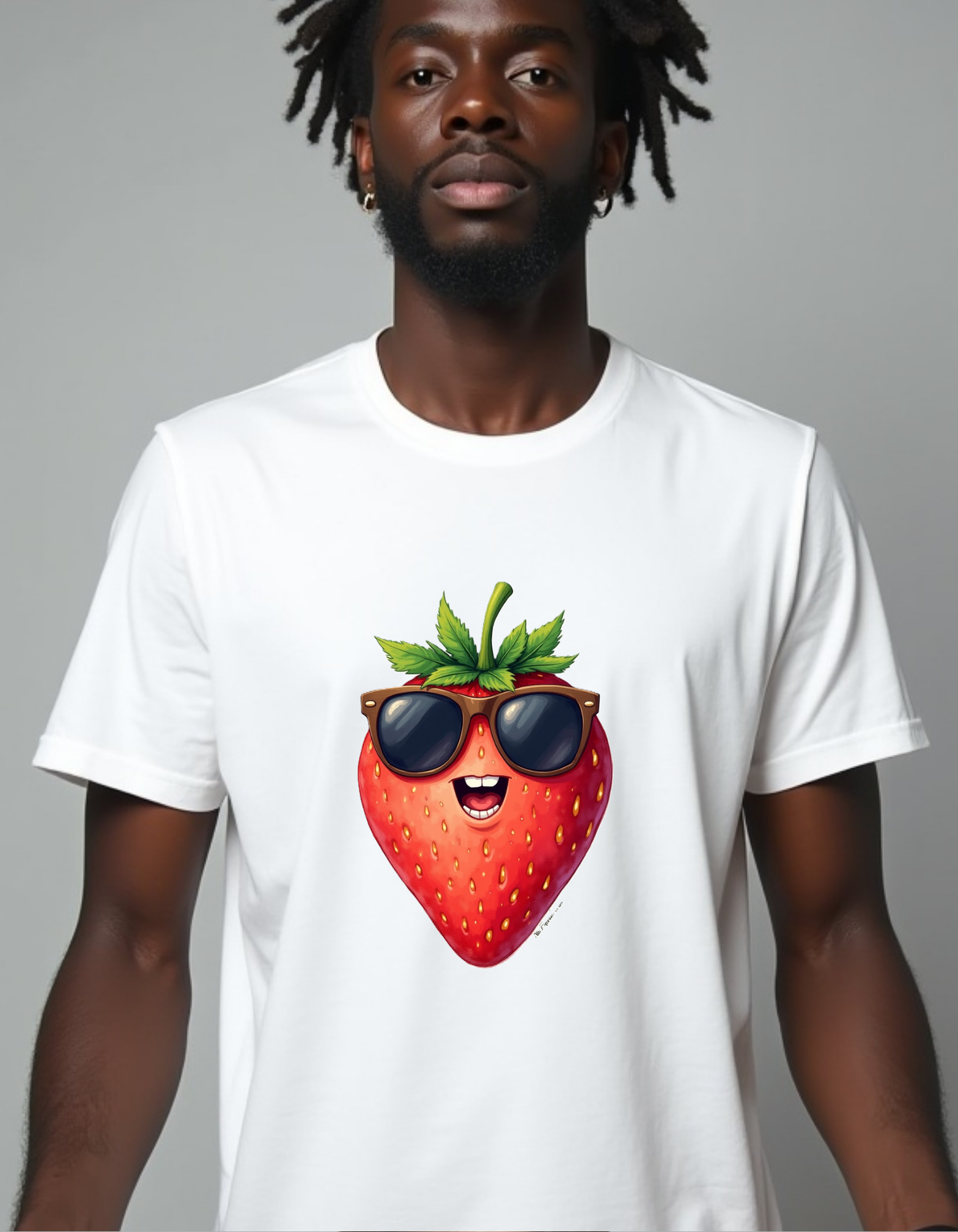 Playera con imagen de fruta fresa