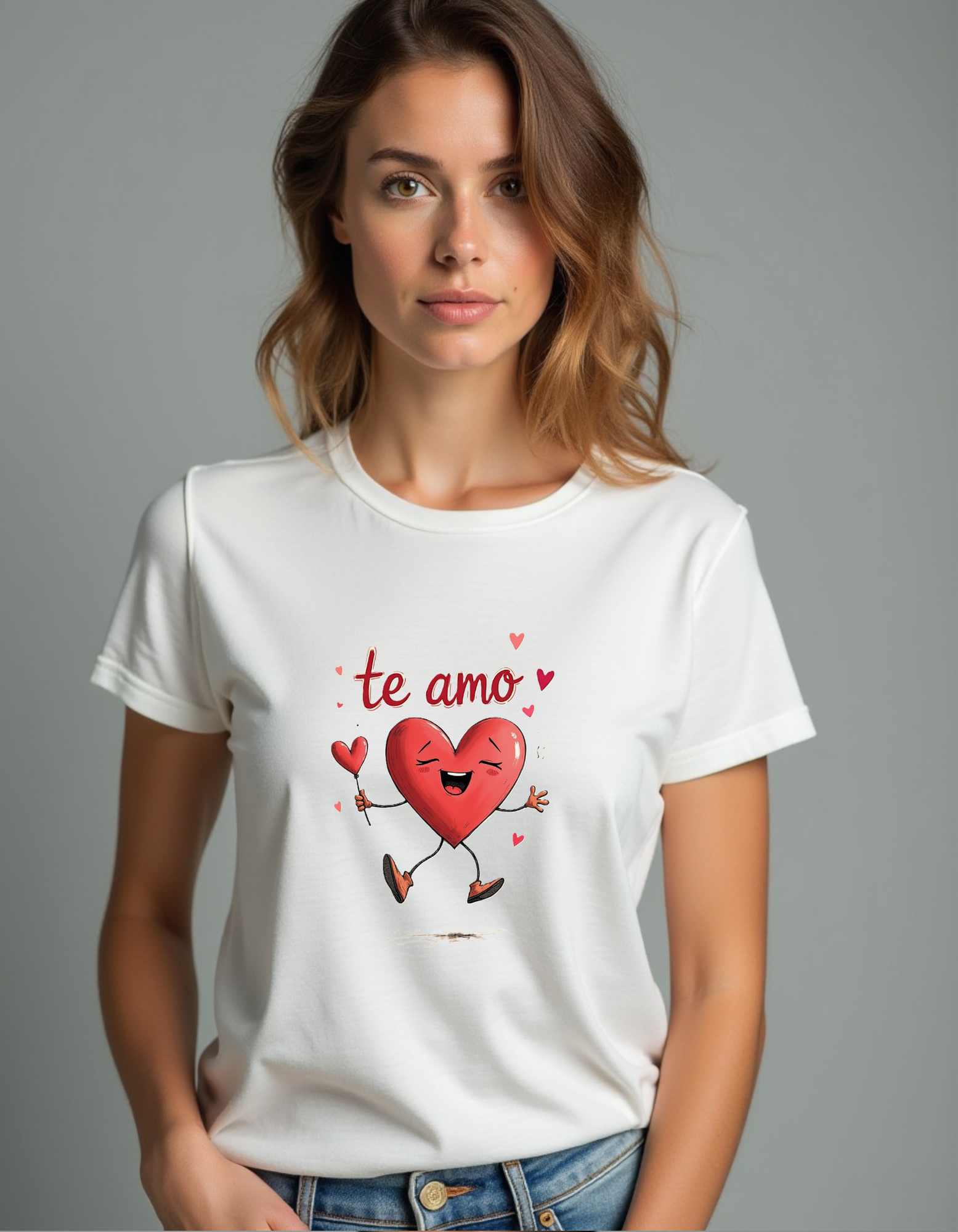 Playera con la frase Te amo con dibujo de corazon