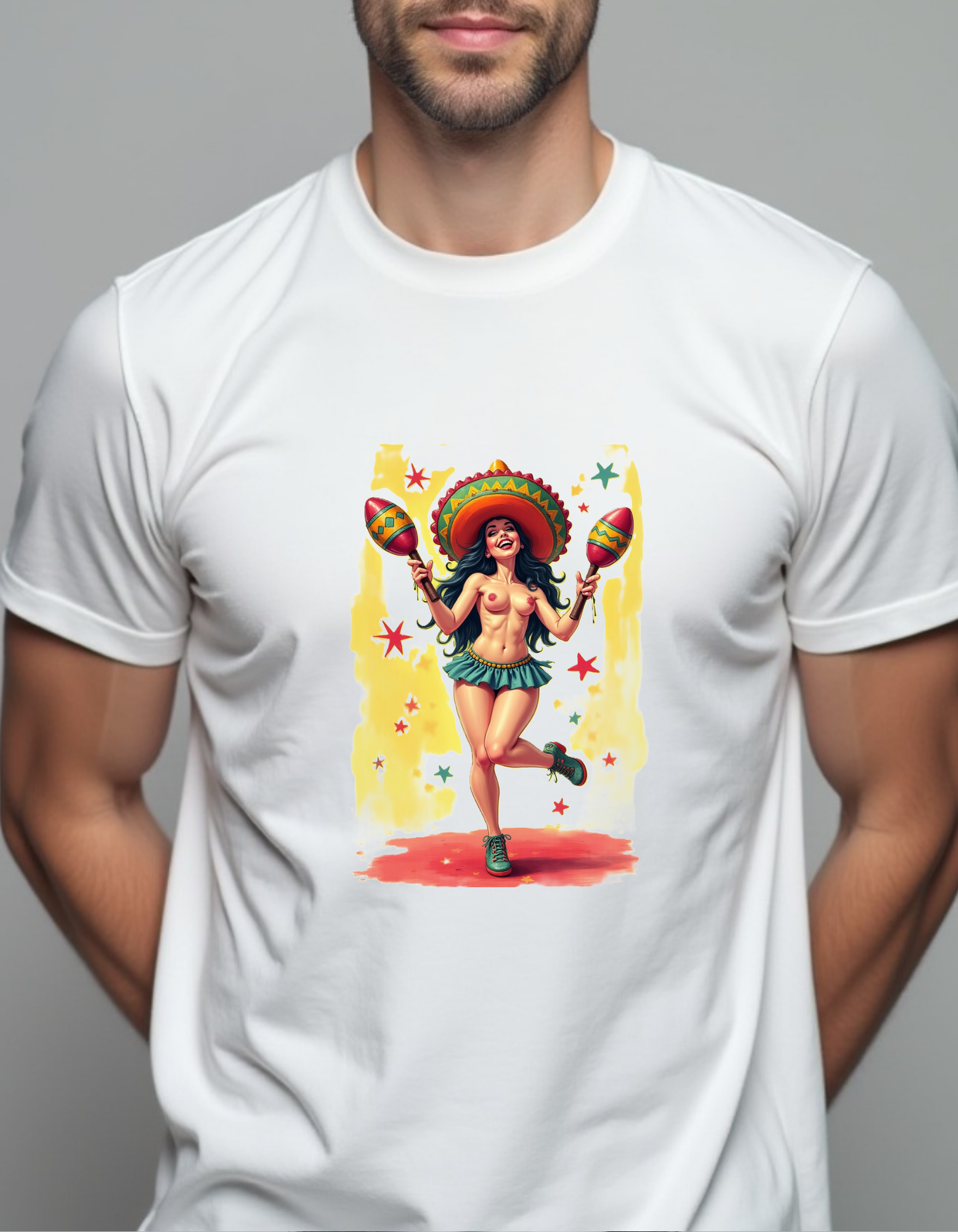 Playera Sombrero Fiesta Maracas y Tetas