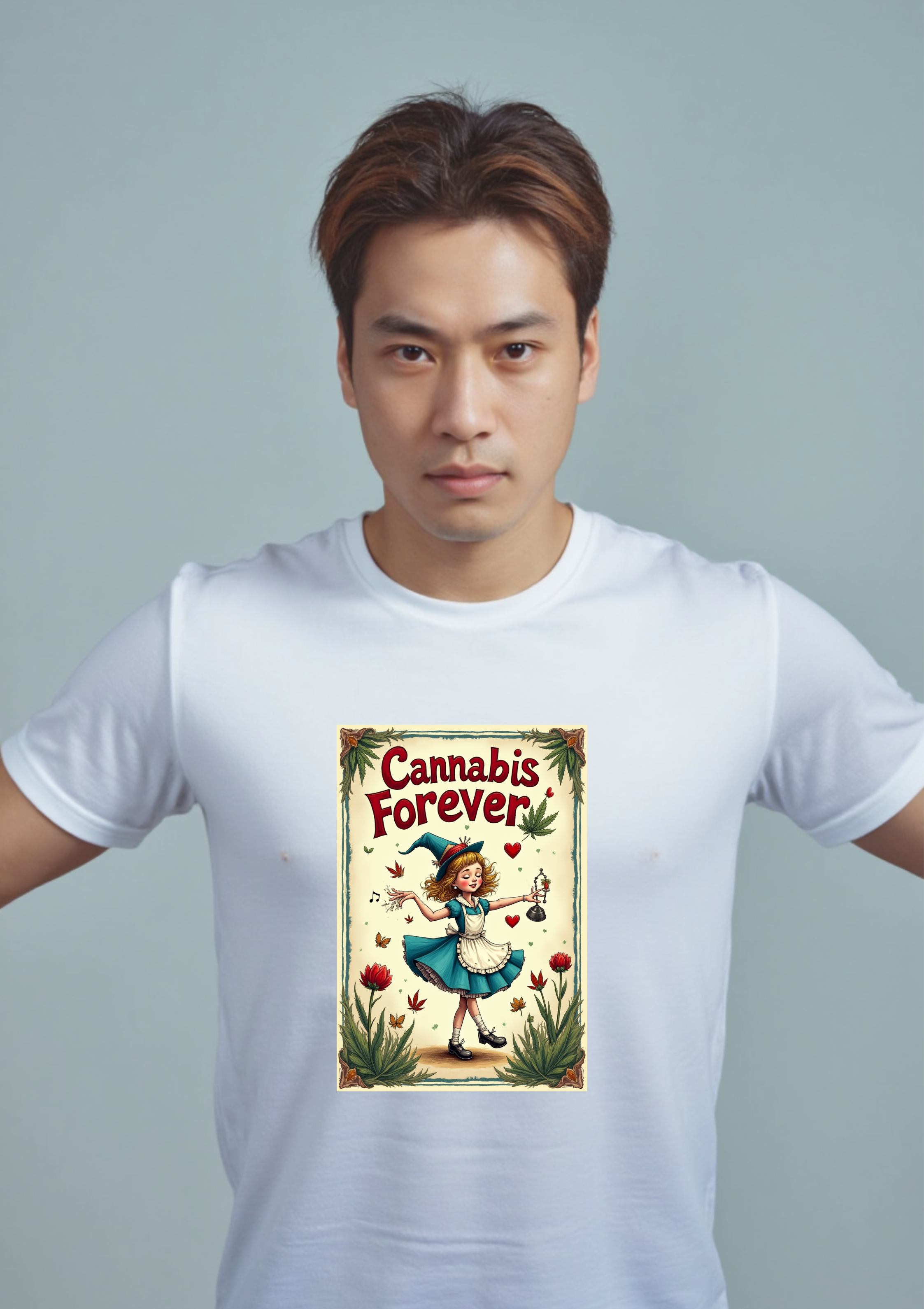 Playera Cannabis Alice Forever arte retro
