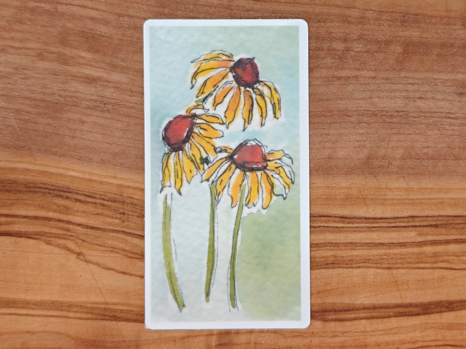 Rectangular Floral Sticker Pack | Watercolor Coneflowers and Retro Flowers | Set of 3 Vinyl Waterproof Stickers in 2", 2.5", or 3" Tall
