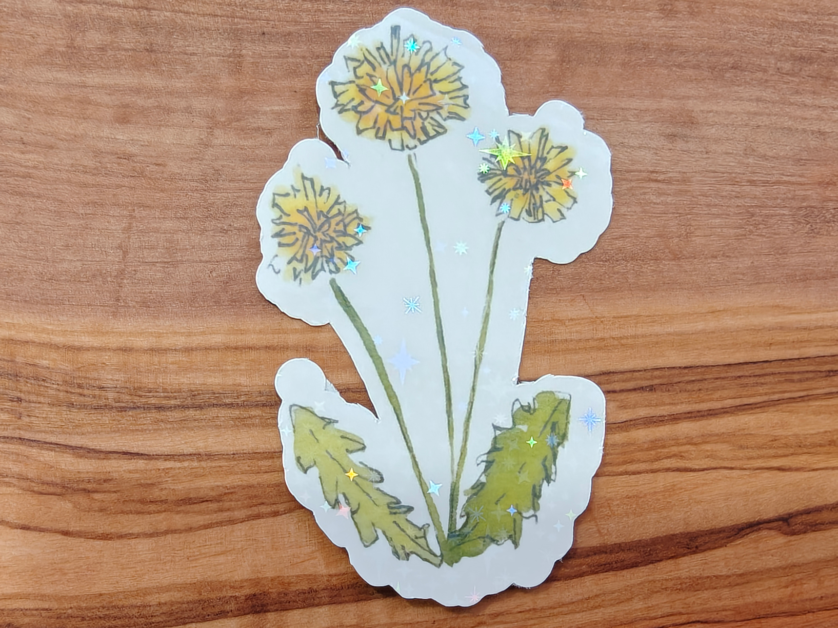 Watercolor Dandelion Sticker | Hand-Painted Botanical Line and Wash | 2", 2.5", or 3" Vinyl Waterproof Sticker
