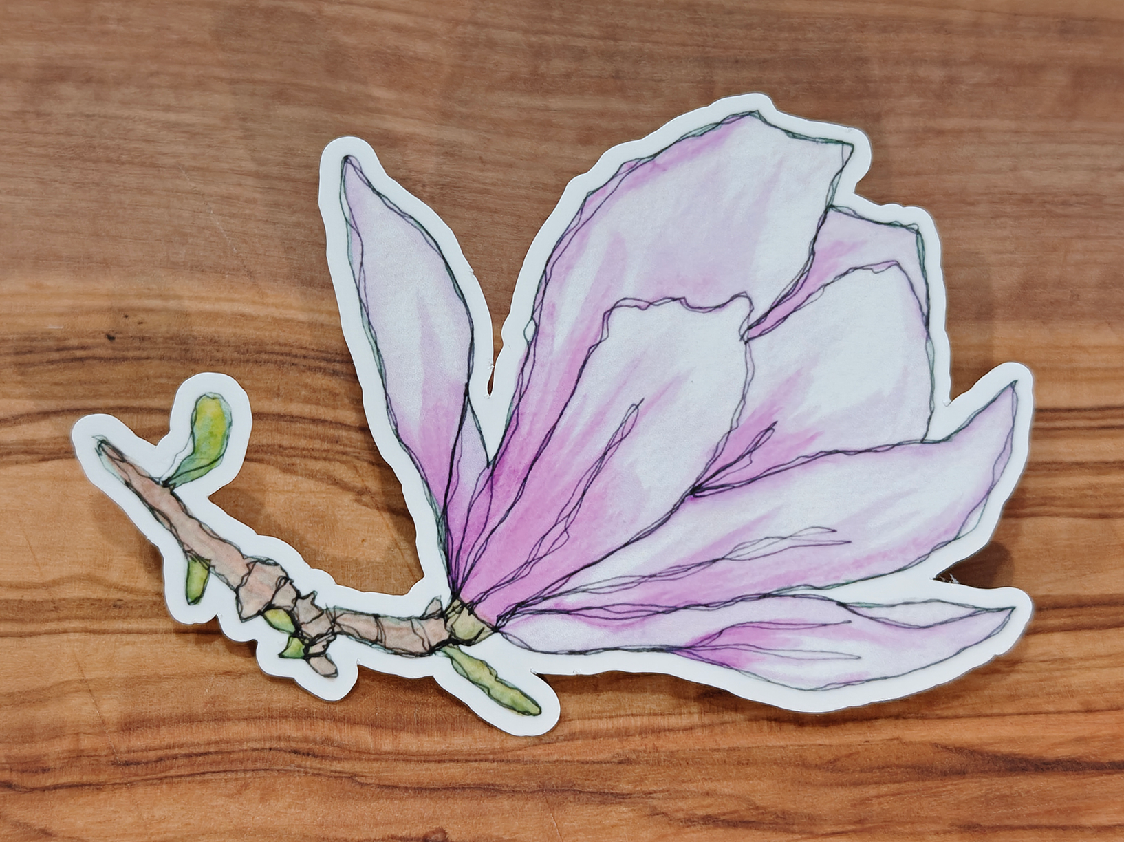 Botanical Sticker Pack | Watercolor Sunflower, Japanese Magnolia, Dandelion, and Mum | Set of 4 Vinyl Waterproof Stickers in 2", 2.5", or 3" Tall