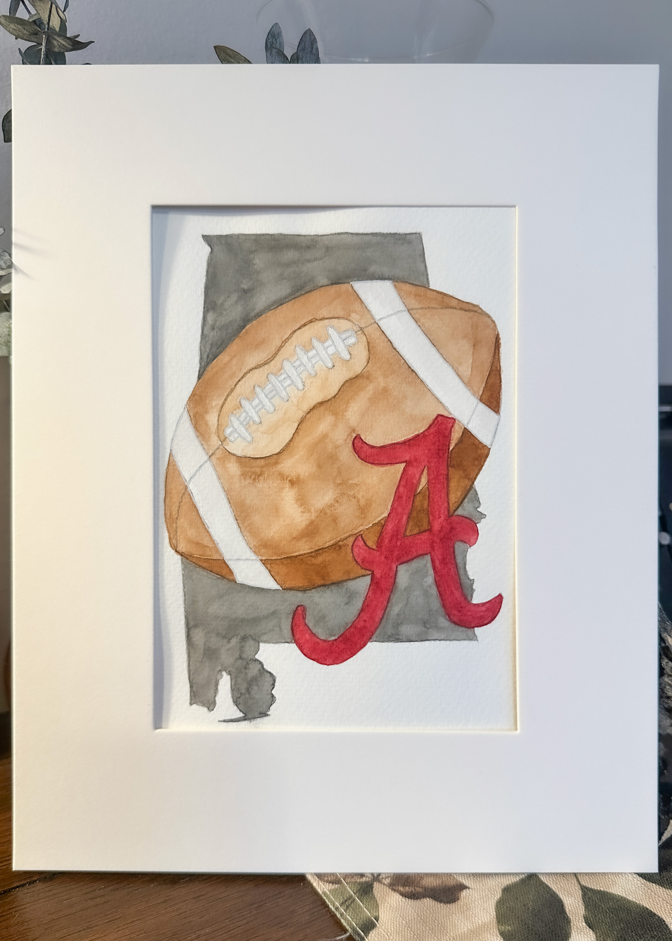 Alabama Crimson Tide Football Watercolor Art Print – State Pride Wall Decor