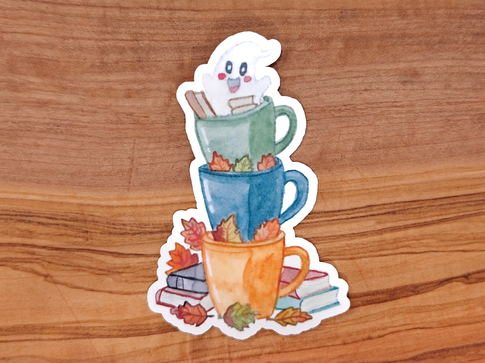 Halloween Ghost Sticker Pack | Creepy Cute Watercolor Ghost Stickers | Set of 4 Vinyl Waterproof Stickers in 2", 2.5", or 3" Tall