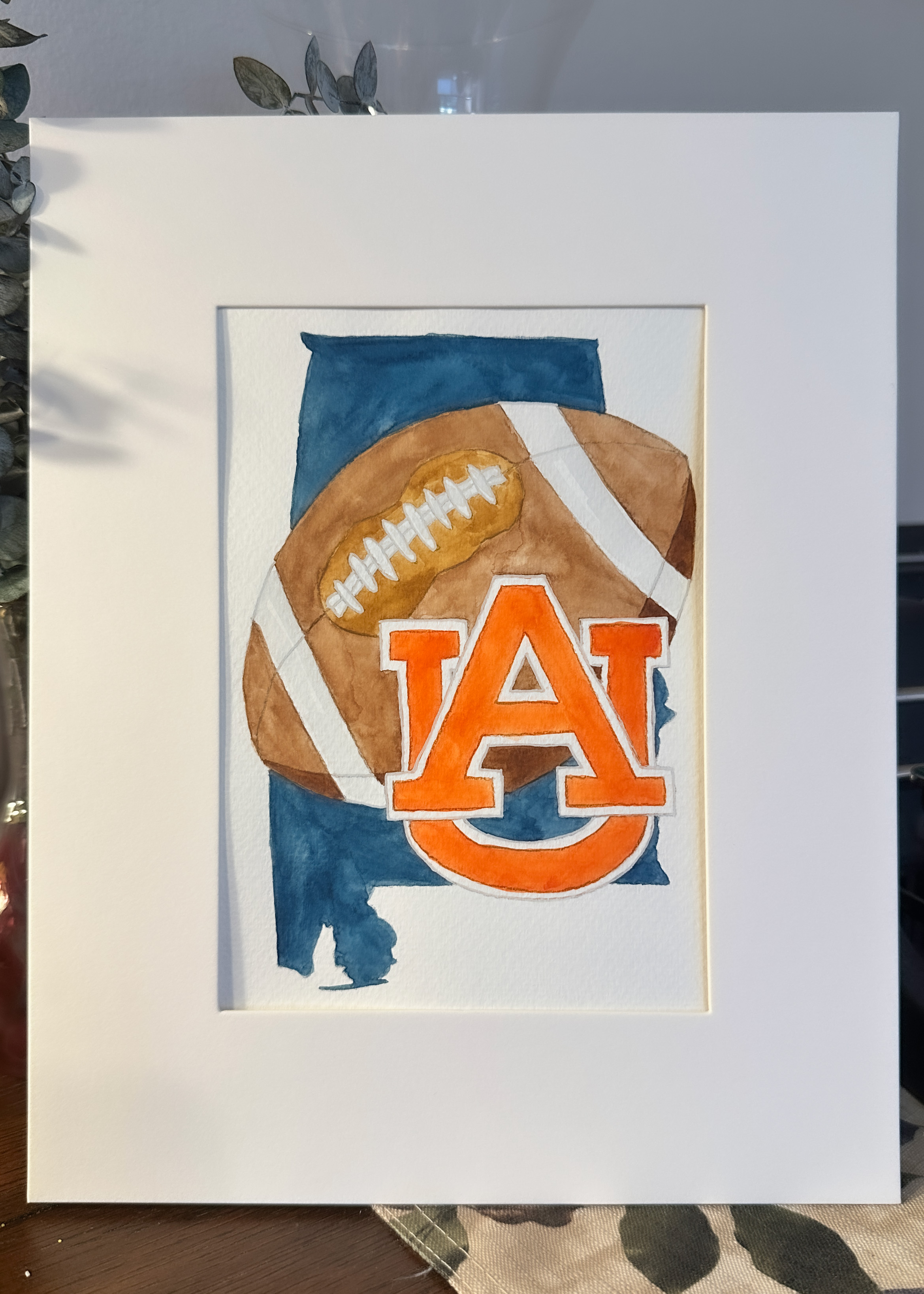 Auburn Tigers Football Watercolor Art Print – State Pride Wall Decor