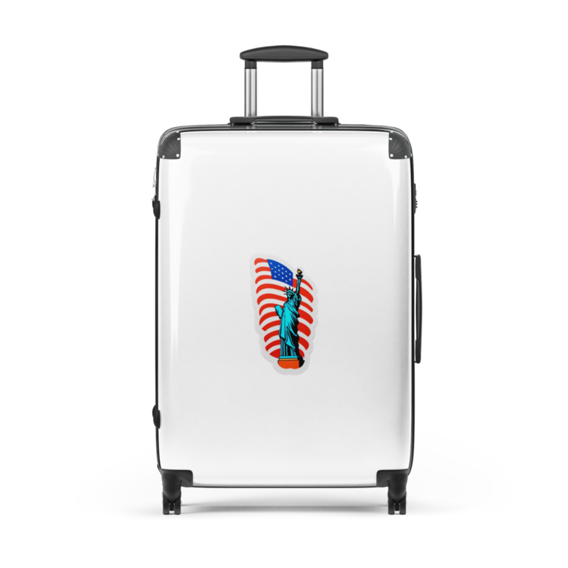 Valise blanche avec motif Statue de la Liberté