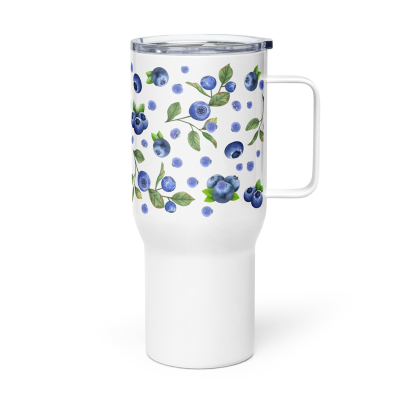 Blueberry Travel Mug with a handle