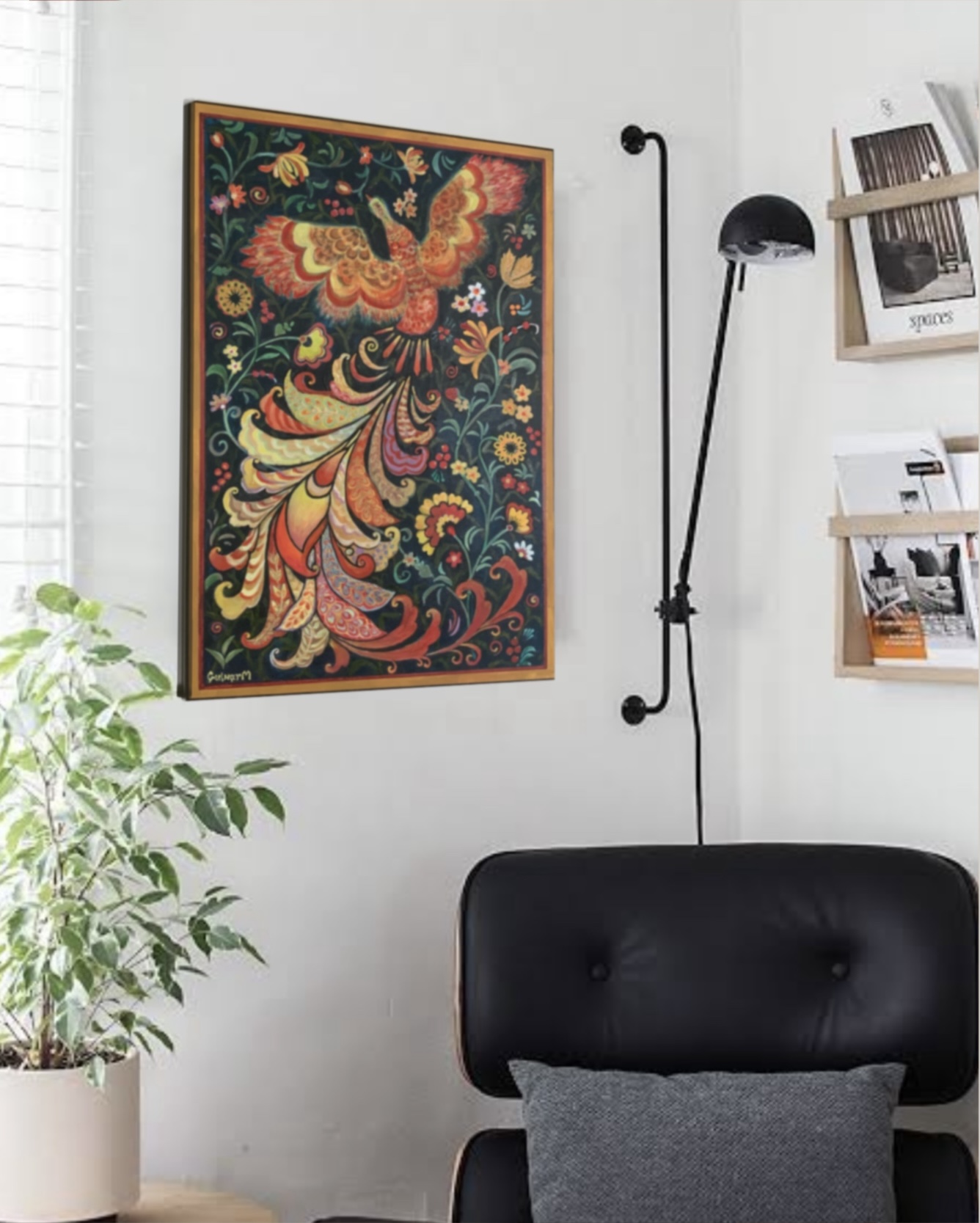 Russian Khokhloma style painting of the Firebird - Zhar-ptitsa