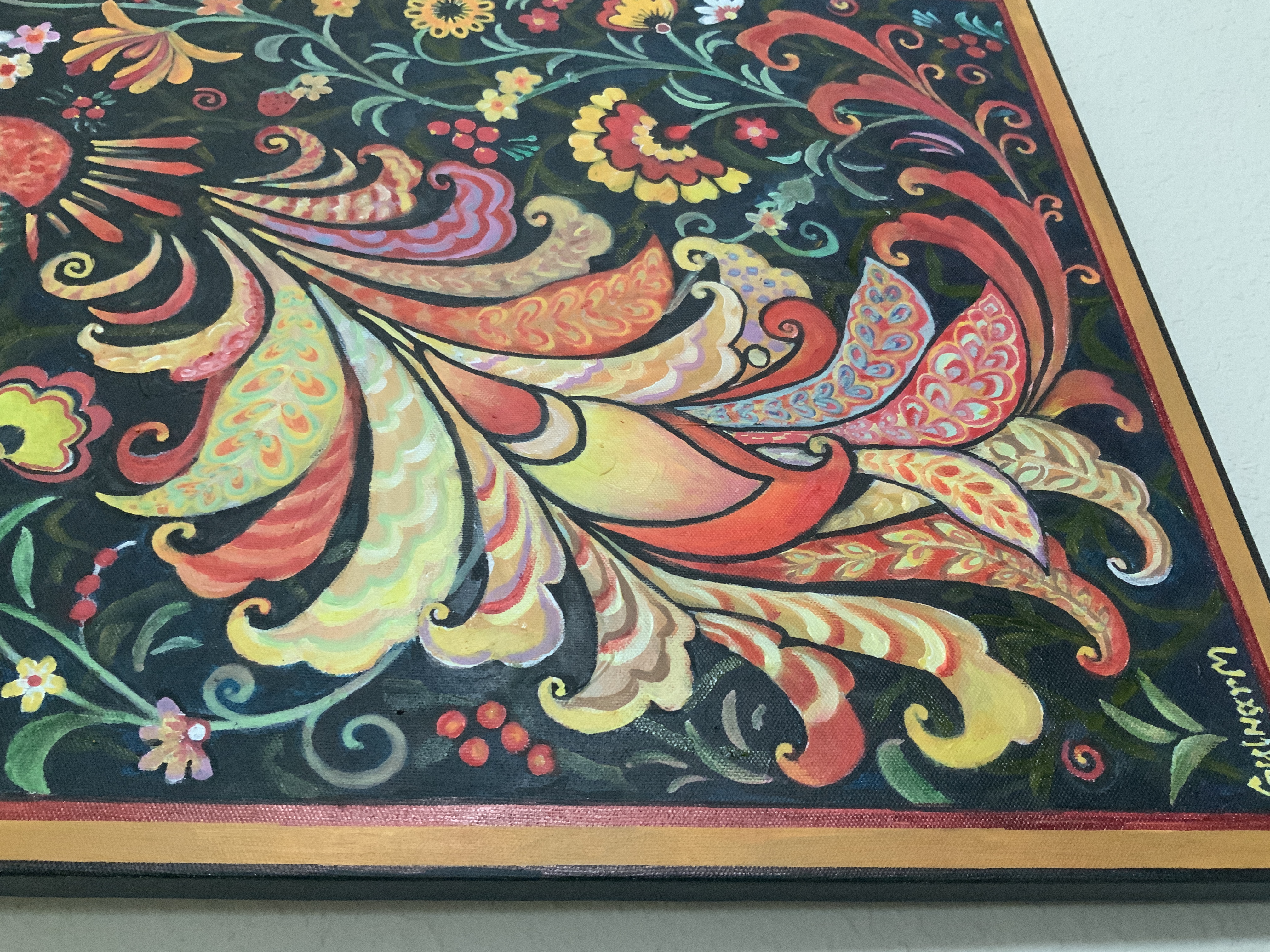 Russian Khokhloma style painting of the Firebird - Zhar-ptitsa