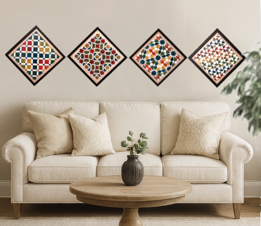 Set of Original Paintings in Moorish Geometric Patterns Style