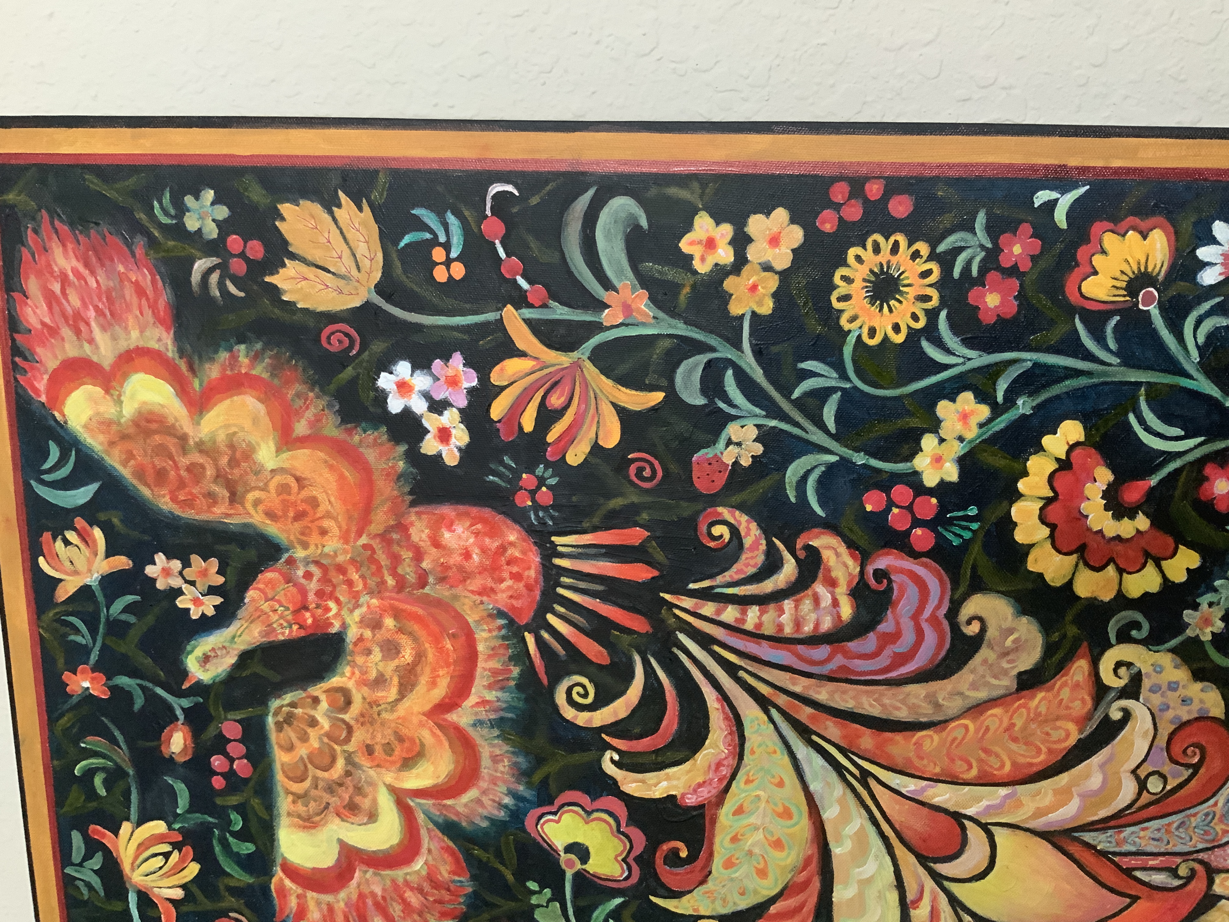 Russian Khokhloma style painting of the Firebird - Zhar-ptitsa