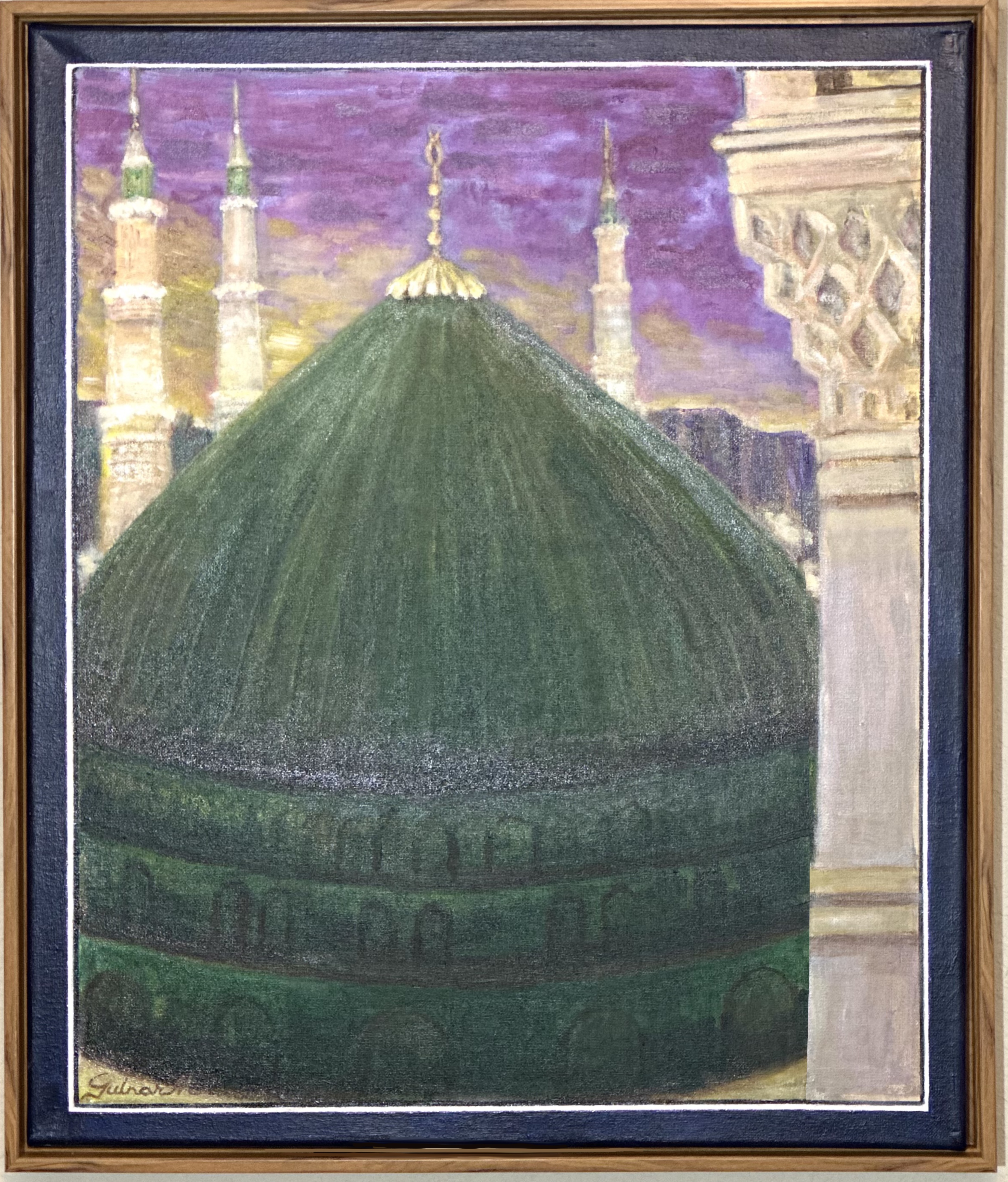 The Green Dome at Sunset | Khubbah al- Khadra | Original Framed Painting. Open for pre order, please contact for details.