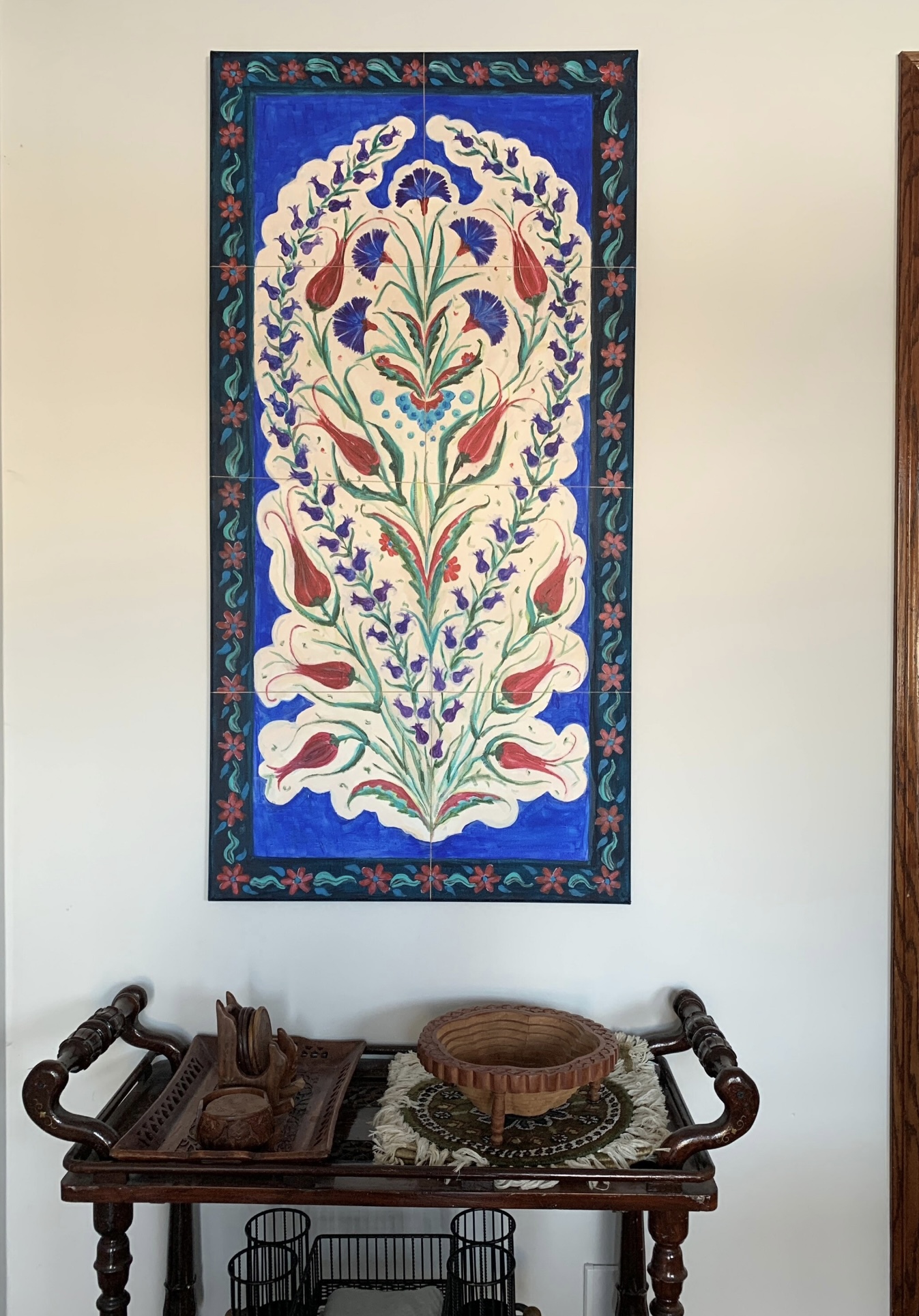 Turkish Ottoman Tiles Inspired Original Large Painting