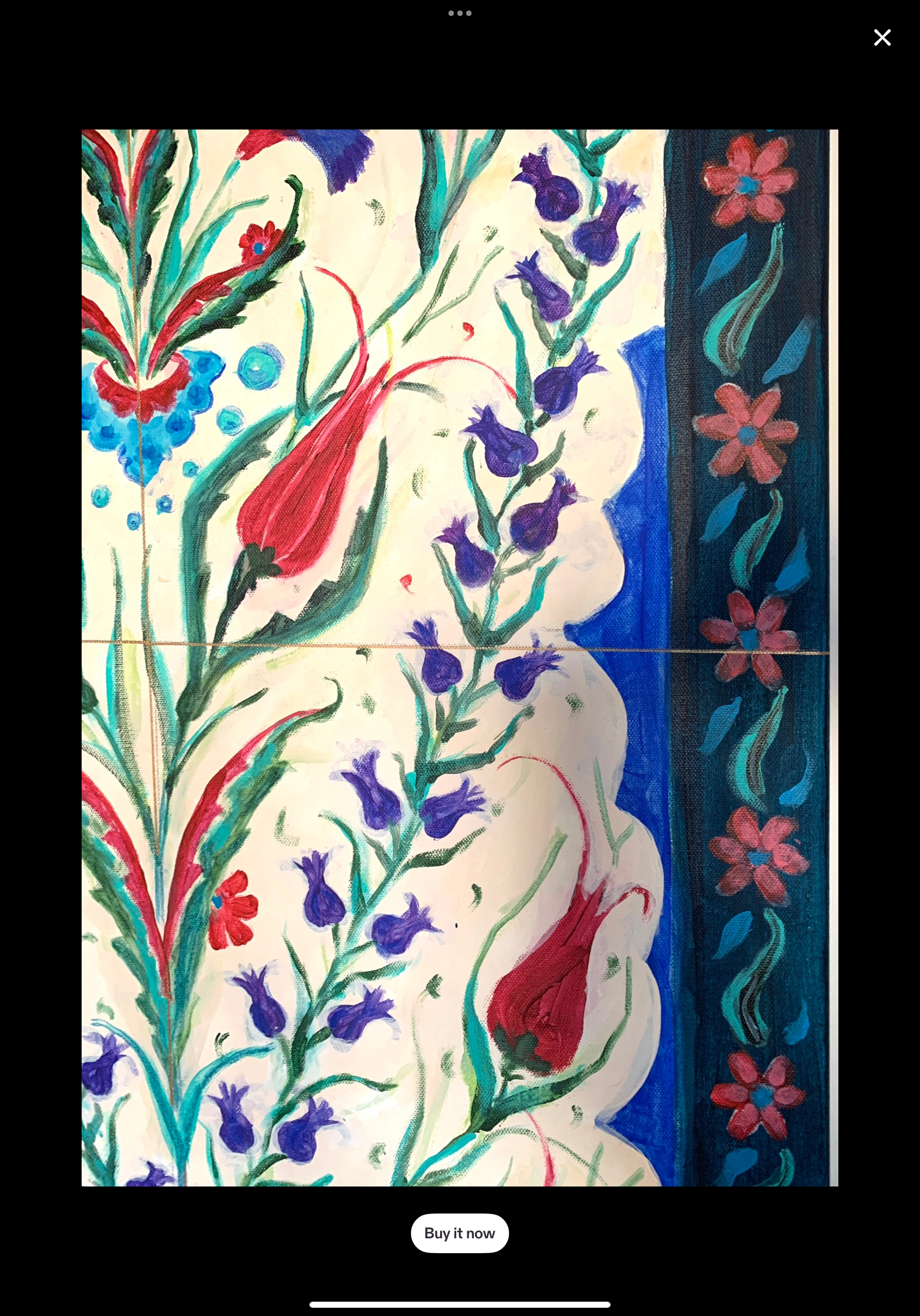 Turkish Ottoman Tiles Inspired Original Large Painting 