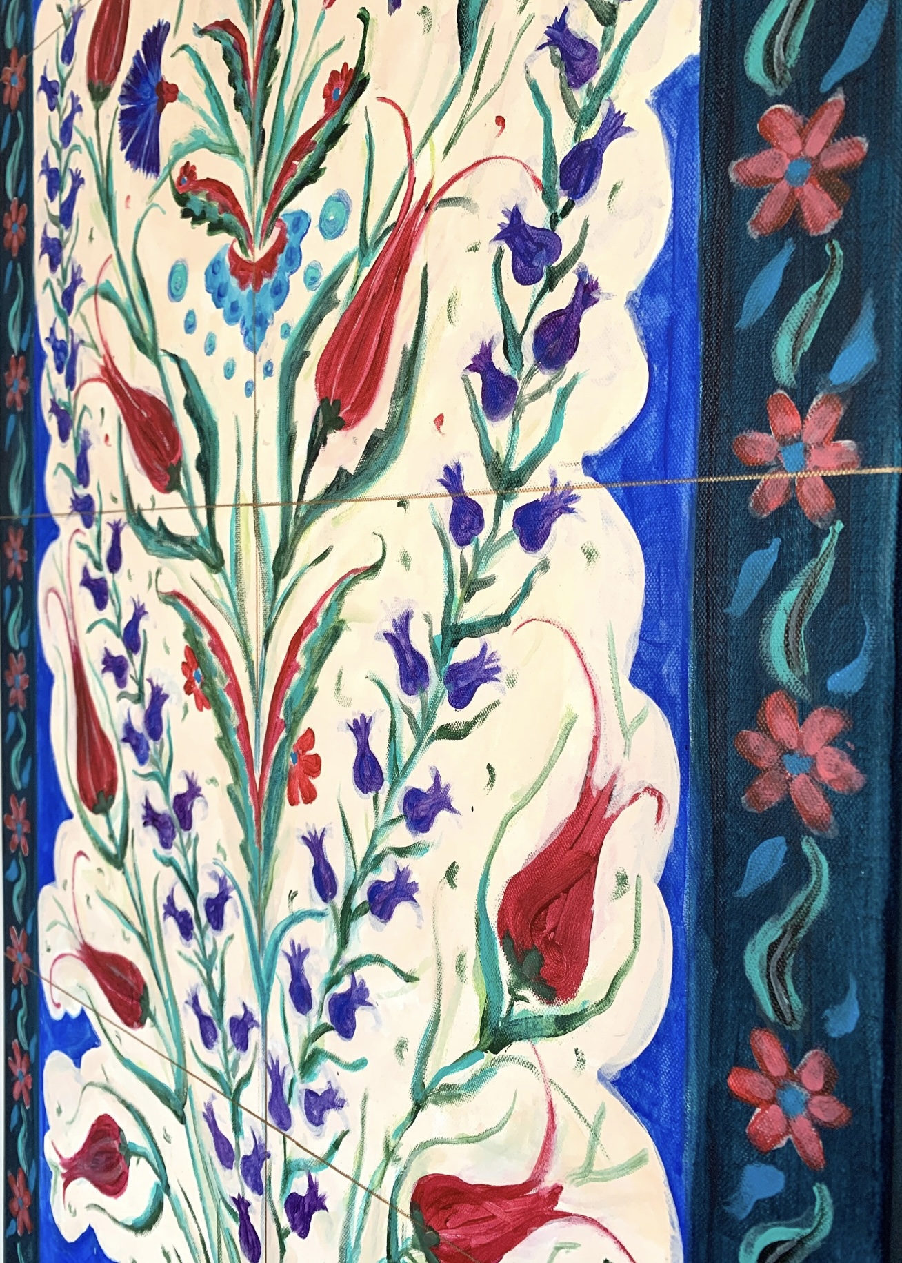 Turkish Ottoman Tiles Inspired Original Large Painting 