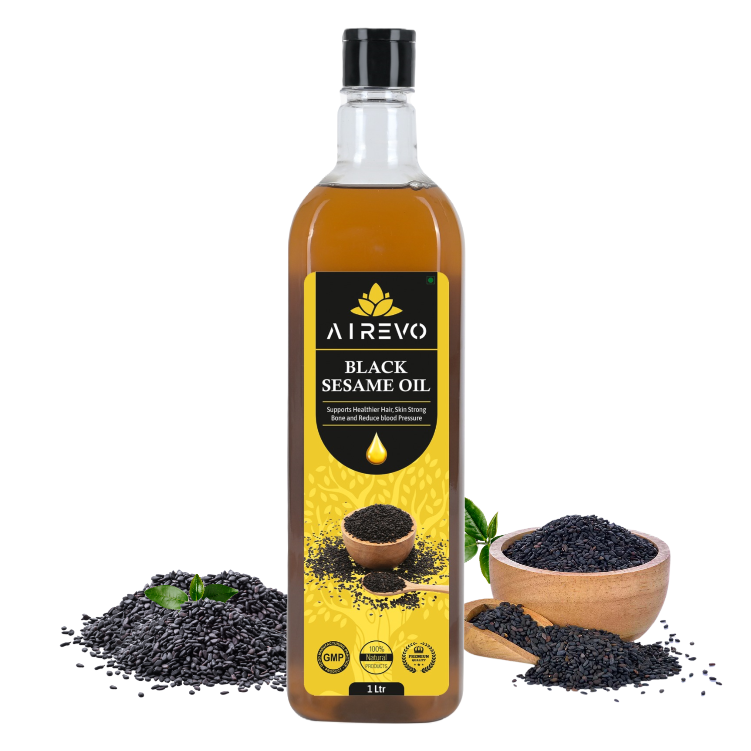 AIREVO Pure & Unrefined Wood Pressed Black Sesame Oil – Pure & Chemical-Free – Til Ka Tel