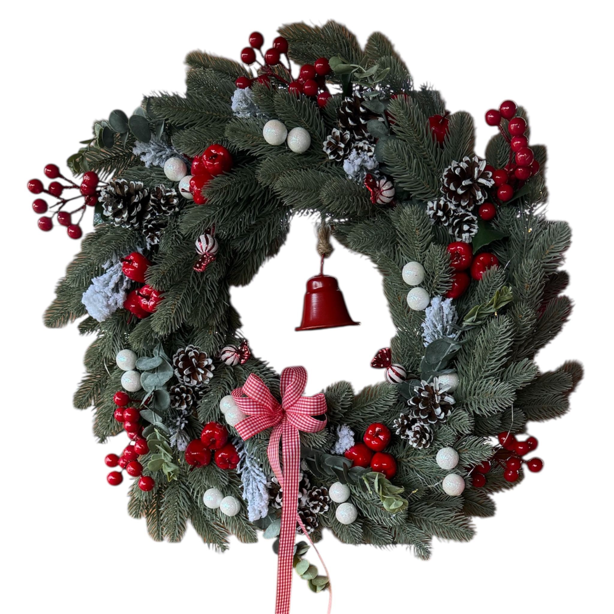Wianek bożonarodzeniowy zimowy z dzwonkiem
