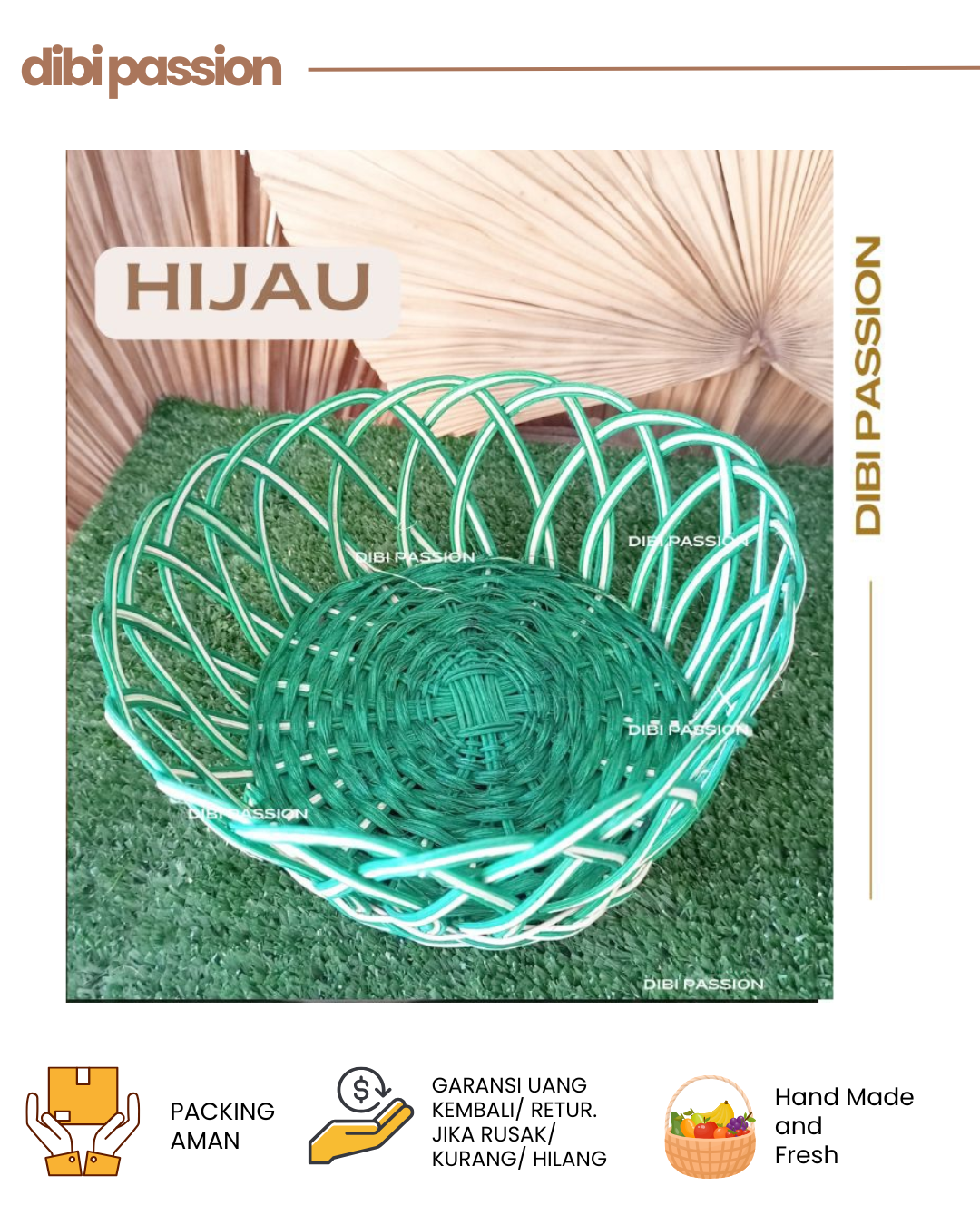 Keranjang Buah Rotan Kiring – Warna & Natural | Keranjang Anyam Serbaguna