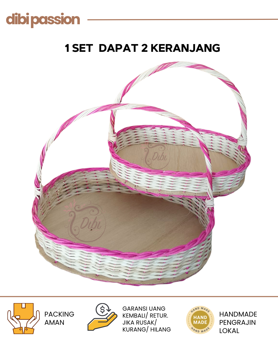 Keranjang Rotan Model Peres Set Isi 2 – Parcel Buah, Seserahan, Hantaran Nikah